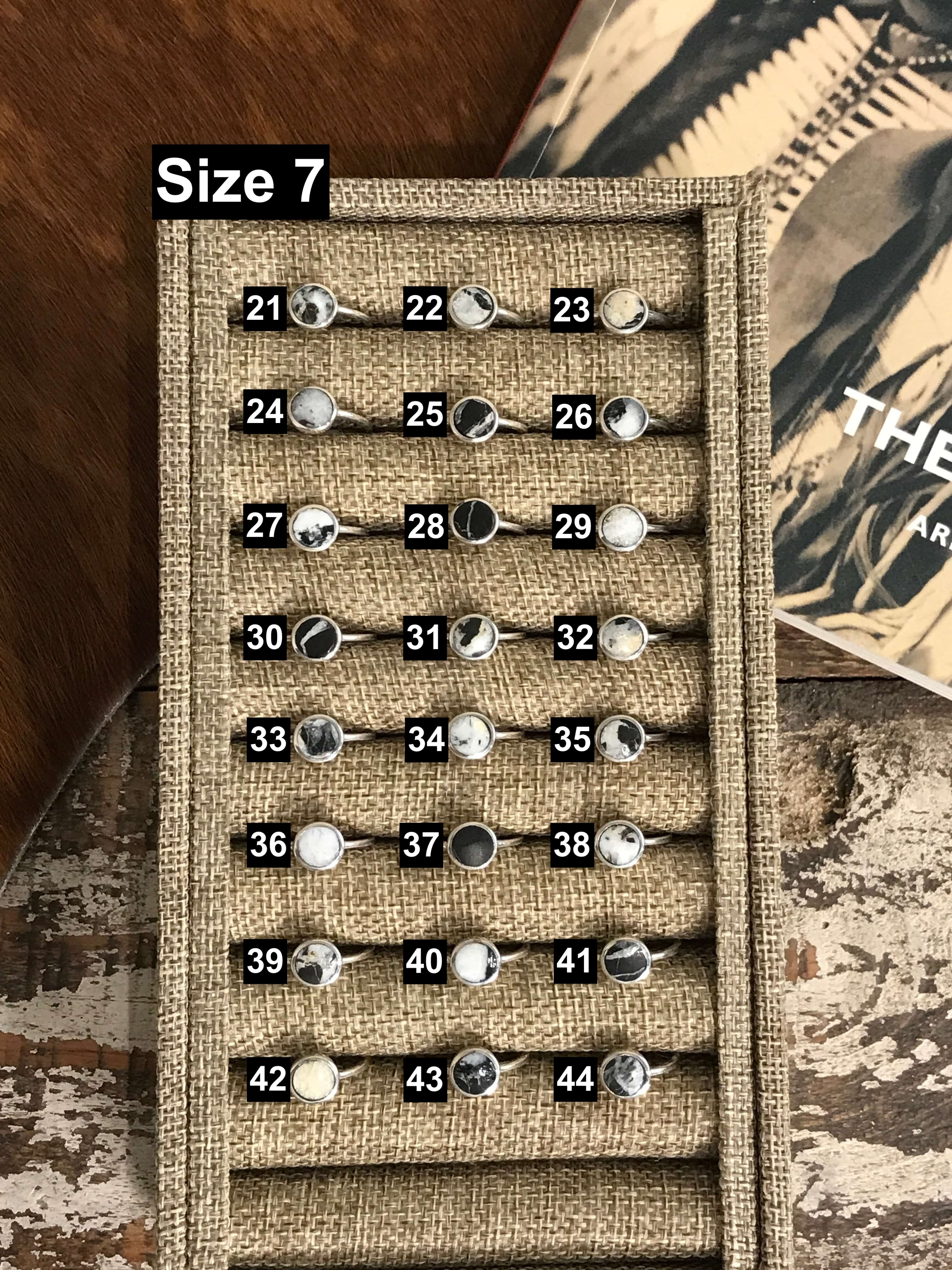 The Inlay Collection Cirque White Buffalo Ring-Rings-Calli Co., Turquoise and Silver Jewelry, Native American Handmade, Zuni Tribe, Navajo Tribe, Brock Texas