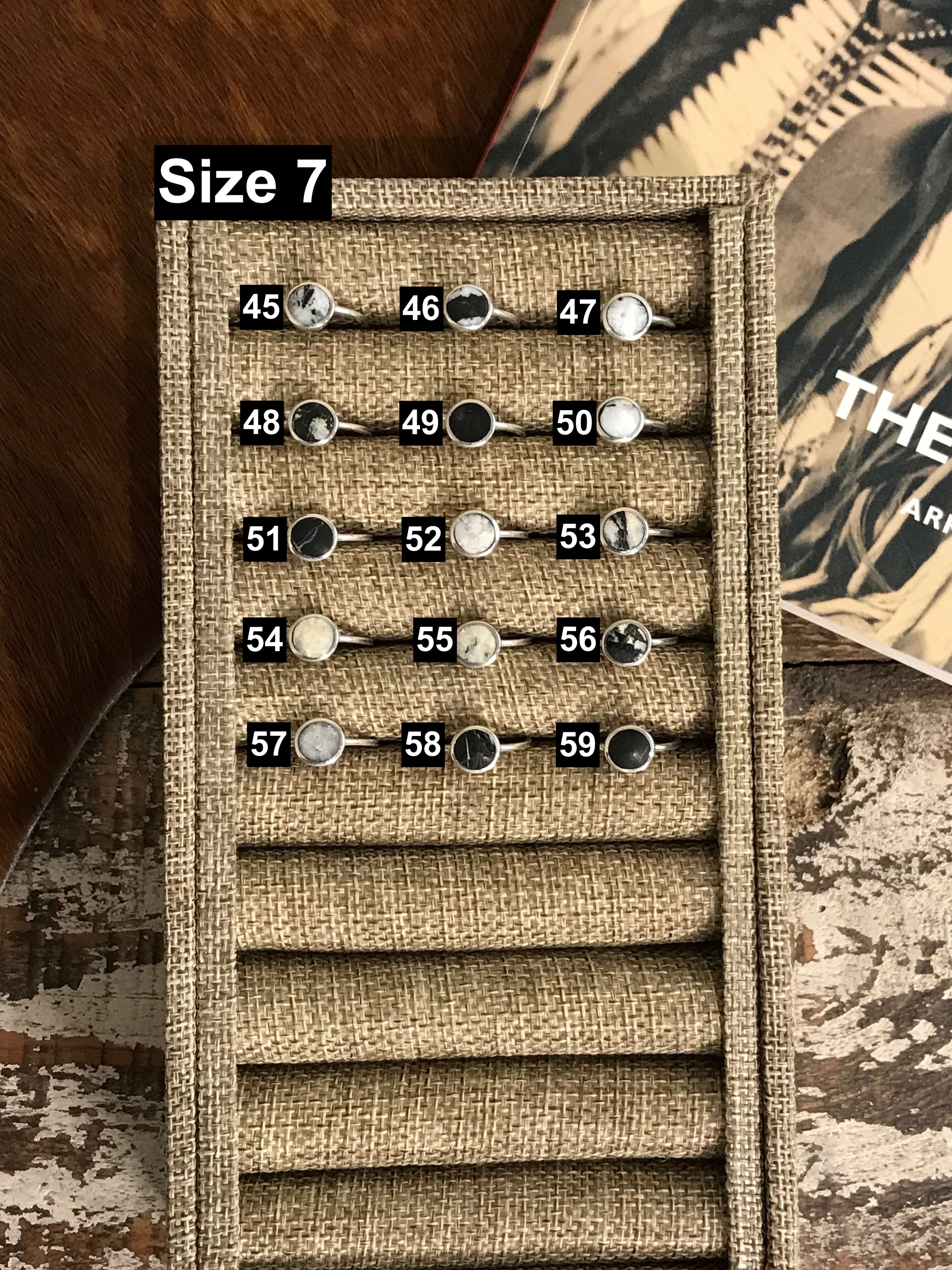 The Inlay Collection Cirque White Buffalo Ring-Rings-Calli Co., Turquoise and Silver Jewelry, Native American Handmade, Zuni Tribe, Navajo Tribe, Brock Texas