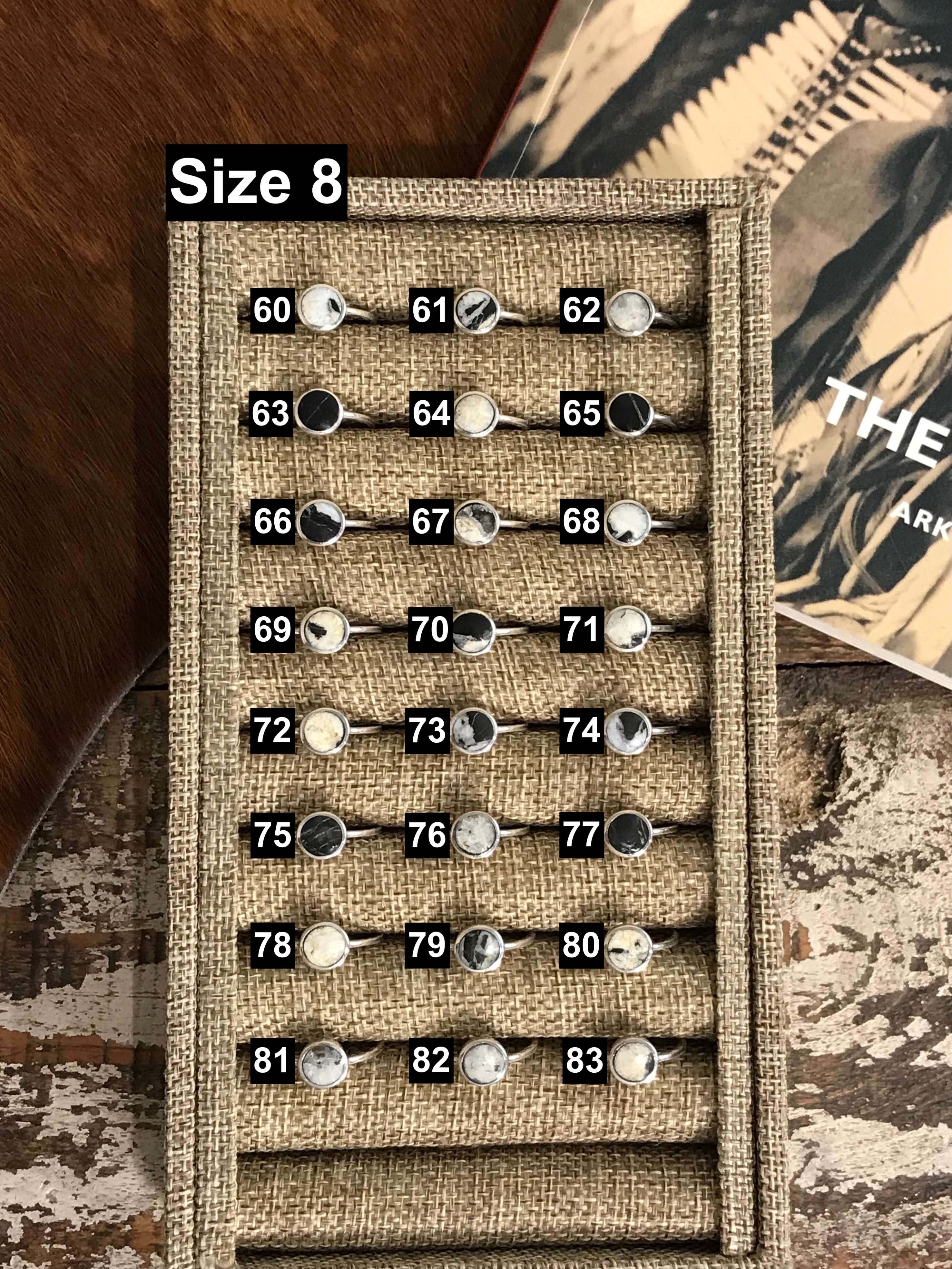 The Inlay Collection Cirque White Buffalo Ring-Rings-Calli Co., Turquoise and Silver Jewelry, Native American Handmade, Zuni Tribe, Navajo Tribe, Brock Texas