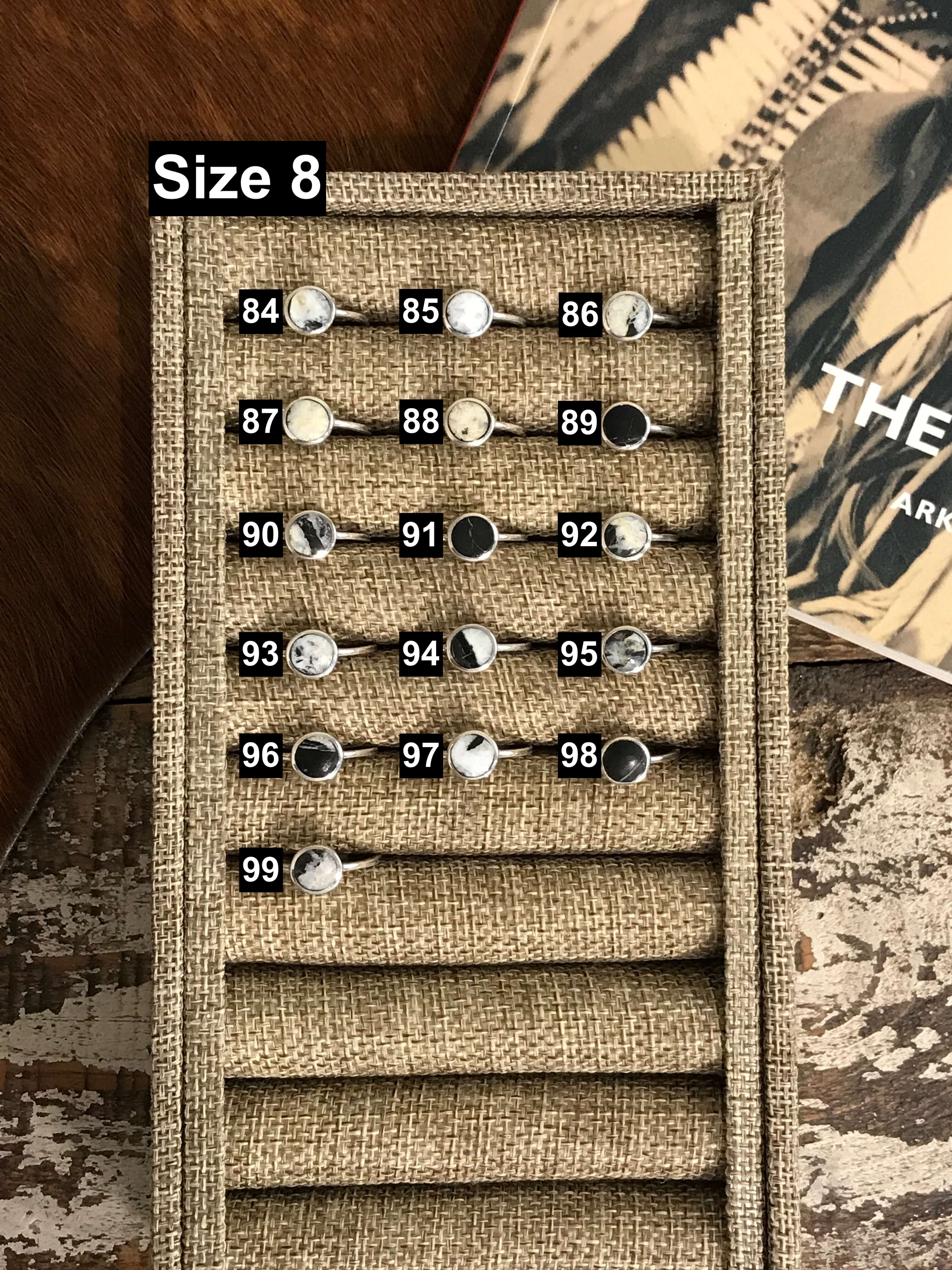 The Inlay Collection Cirque White Buffalo Ring-Rings-Calli Co., Turquoise and Silver Jewelry, Native American Handmade, Zuni Tribe, Navajo Tribe, Brock Texas