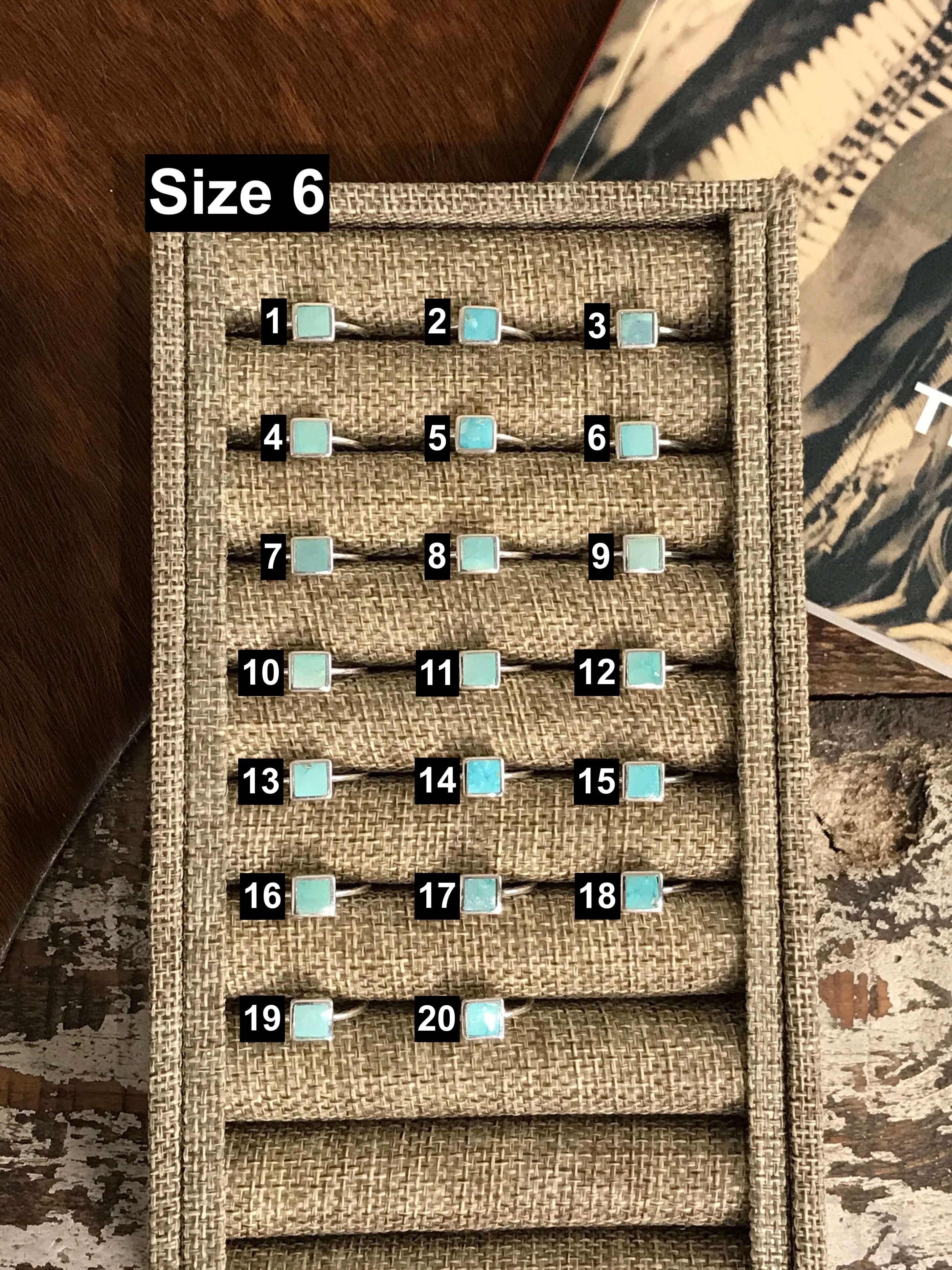 The Inlay Collection Square Turquoise Ring-Rings-Calli Co., Turquoise and Silver Jewelry, Native American Handmade, Zuni Tribe, Navajo Tribe, Brock Texas