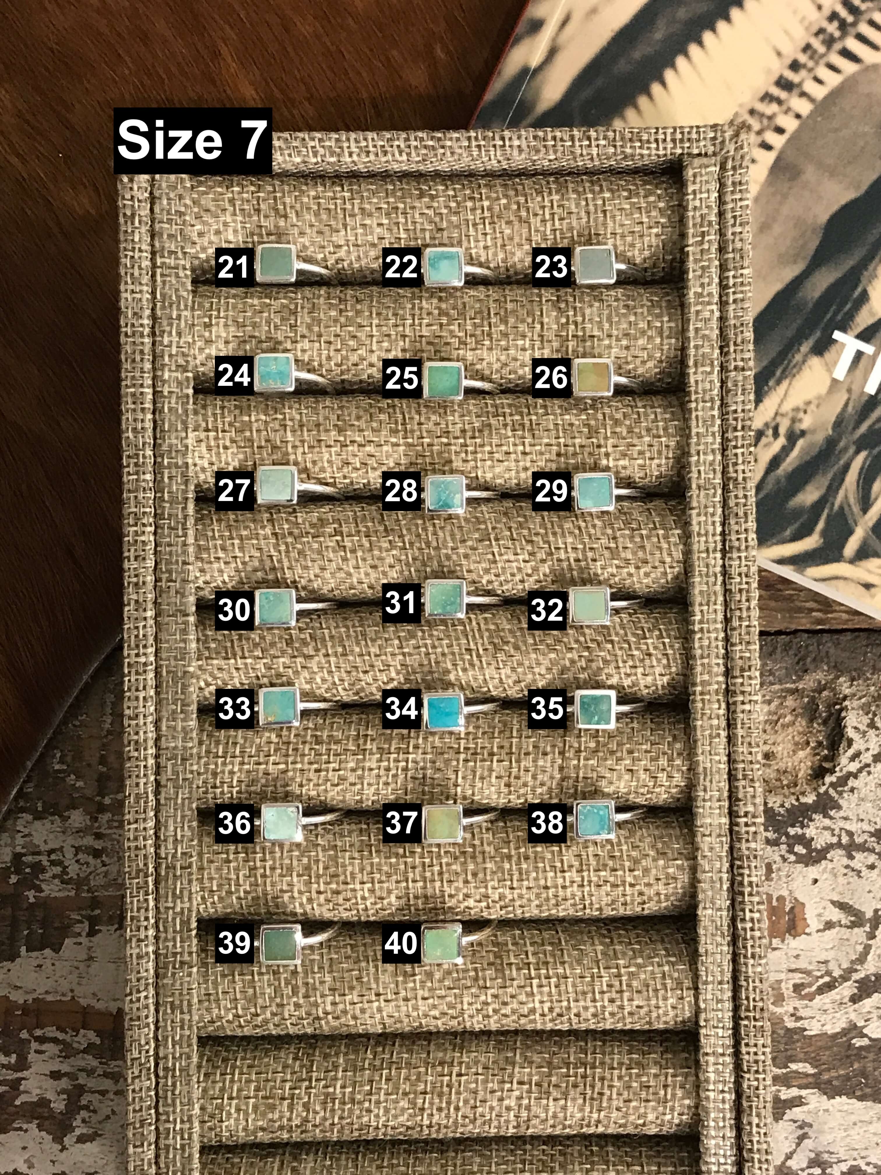 The Inlay Collection Square Turquoise Ring-Rings-Calli Co., Turquoise and Silver Jewelry, Native American Handmade, Zuni Tribe, Navajo Tribe, Brock Texas