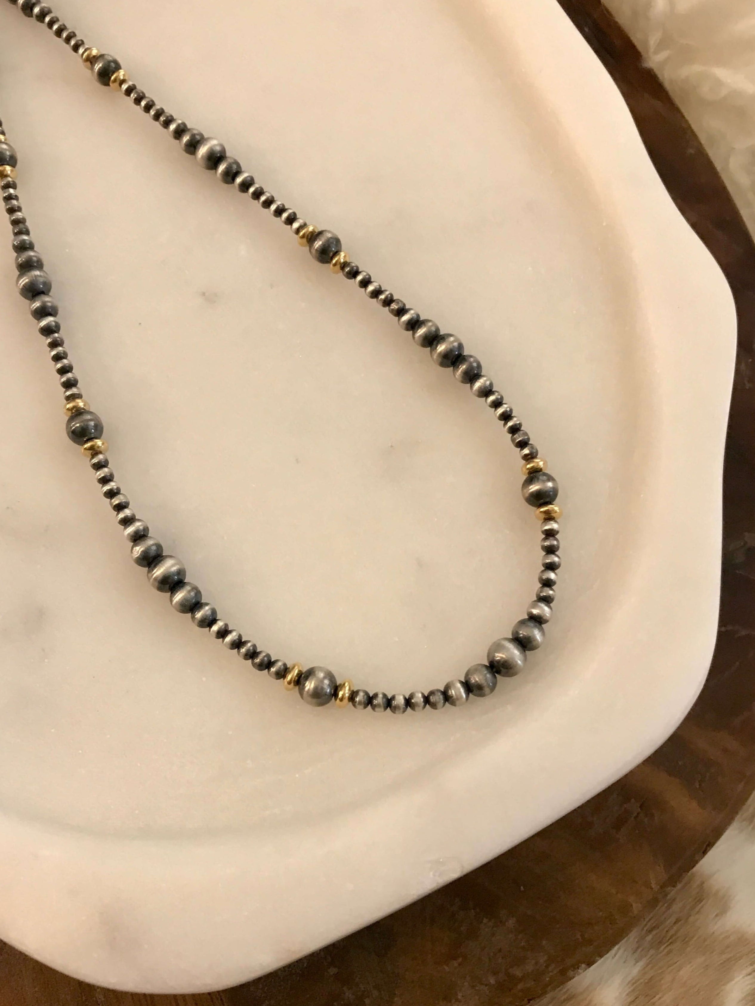 The Jackson Gold + Pearl Necklace-Necklaces-Calli Co., Turquoise and Silver Jewelry, Native American Handmade, Zuni Tribe, Navajo Tribe, Brock Texas