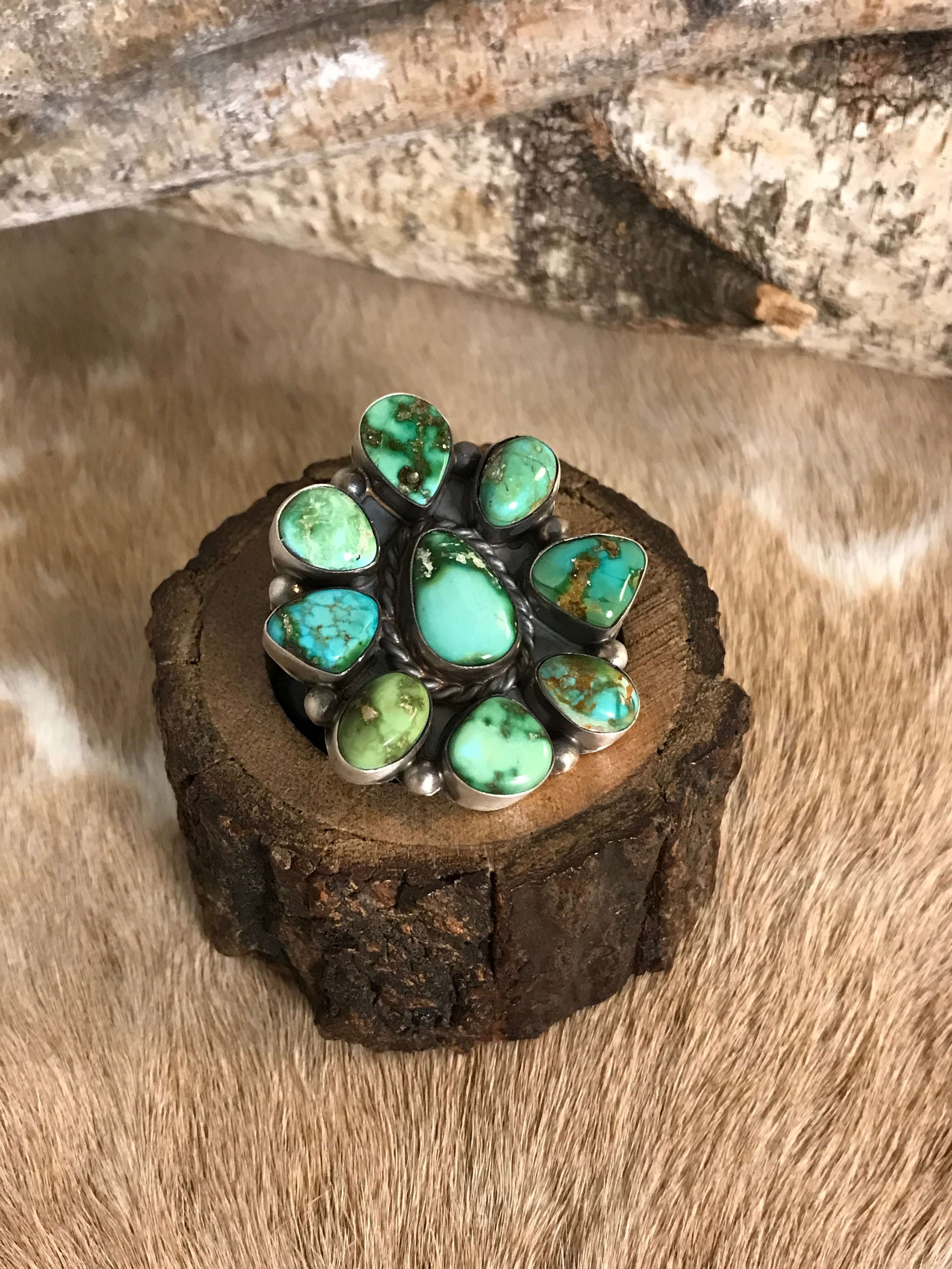 The Piedra Adjustable Ring-Rings-Calli Co., Turquoise and Silver Jewelry, Native American Handmade, Zuni Tribe, Navajo Tribe, Brock Texas