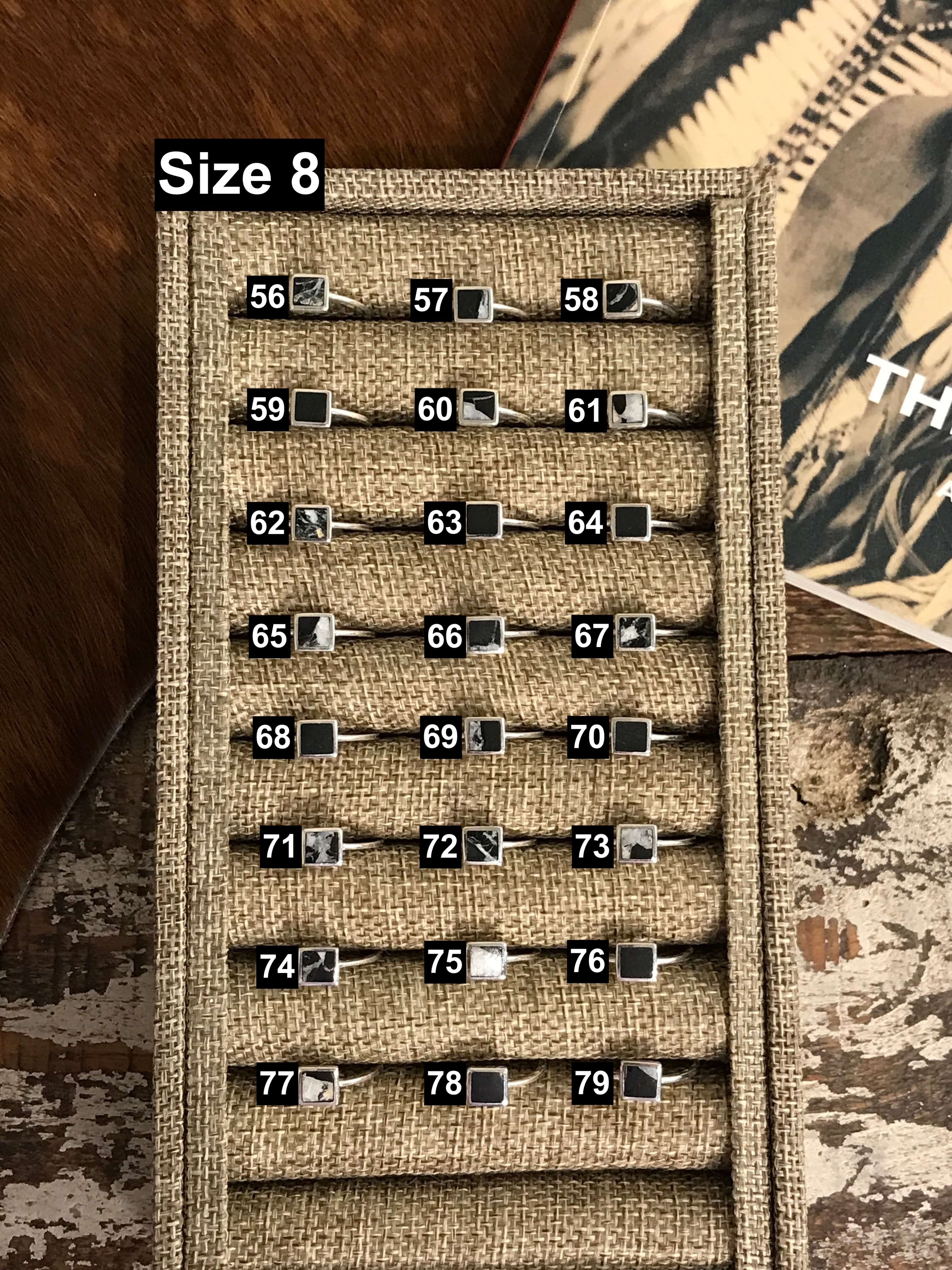 The Inlay Collection Square White Buffalo Ring-Rings-Calli Co., Turquoise and Silver Jewelry, Native American Handmade, Zuni Tribe, Navajo Tribe, Brock Texas