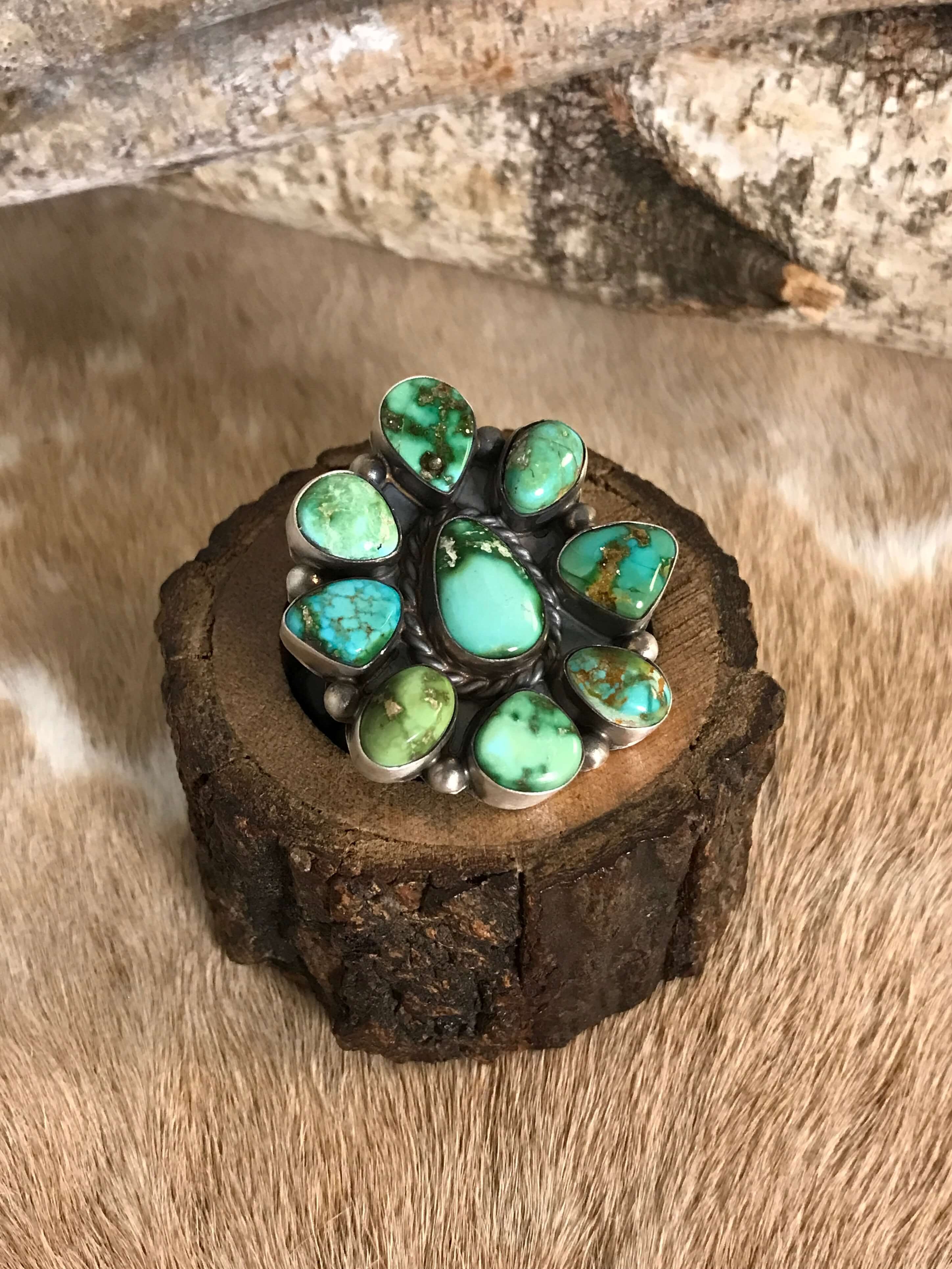 The Piedra Adjustable Ring-Rings-Calli Co., Turquoise and Silver Jewelry, Native American Handmade, Zuni Tribe, Navajo Tribe, Brock Texas