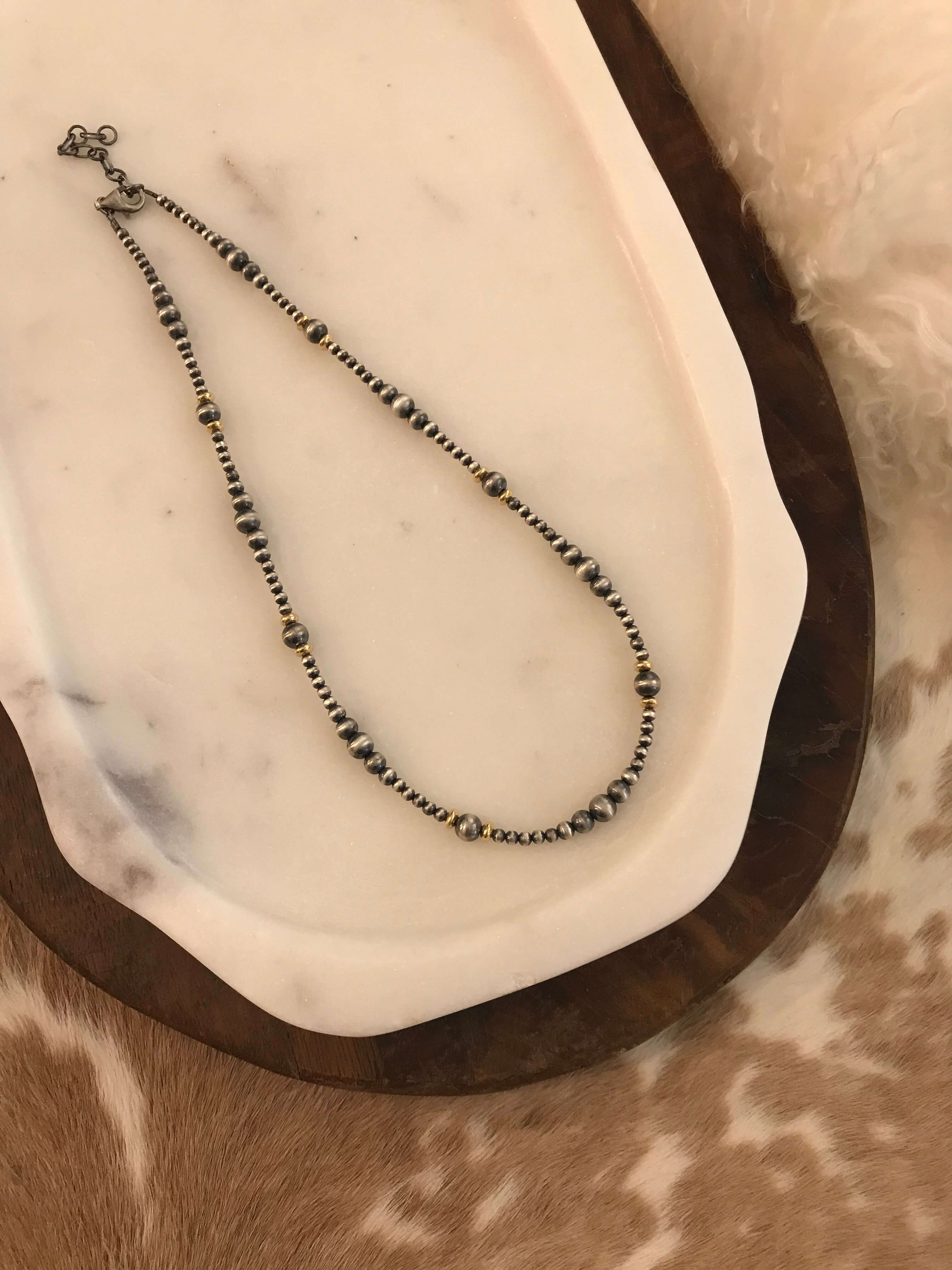 The Jackson Gold + Pearl Necklace-Necklaces-Calli Co., Turquoise and Silver Jewelry, Native American Handmade, Zuni Tribe, Navajo Tribe, Brock Texas