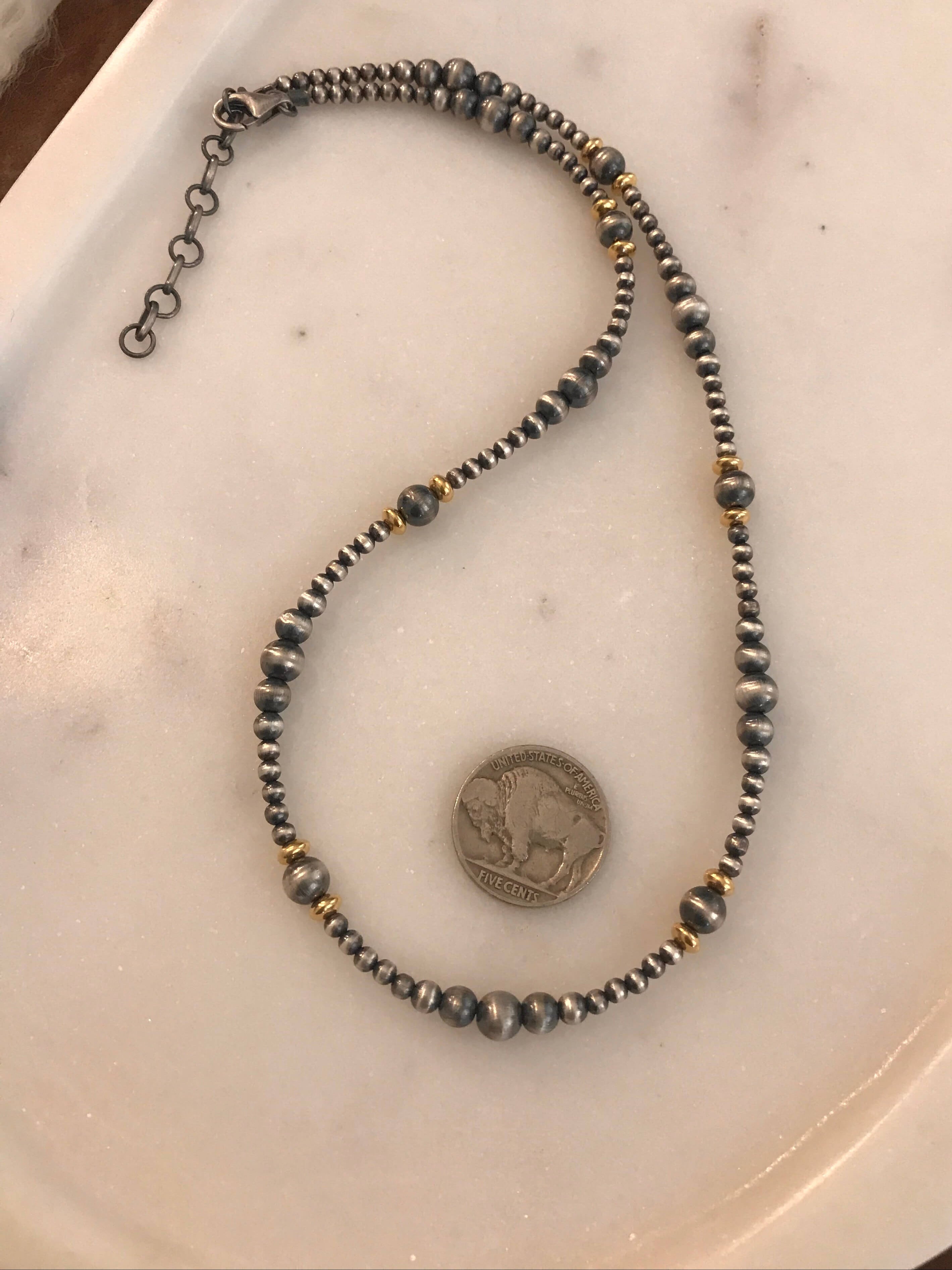 The Jackson Gold + Pearl Necklace-Necklaces-Calli Co., Turquoise and Silver Jewelry, Native American Handmade, Zuni Tribe, Navajo Tribe, Brock Texas