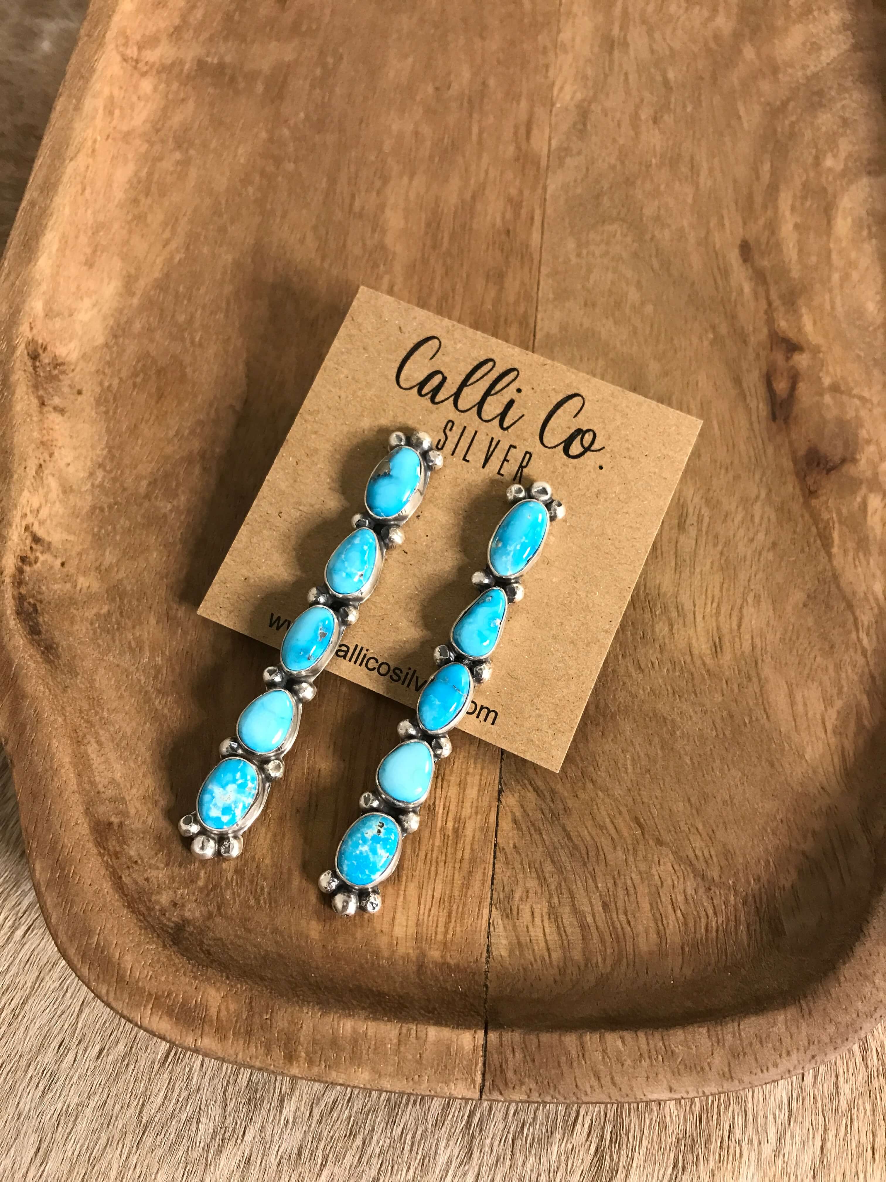The Gleeson Drop Earrings, 2-Earrings-Calli Co., Turquoise and Silver Jewelry, Native American Handmade, Zuni Tribe, Navajo Tribe, Brock Texas