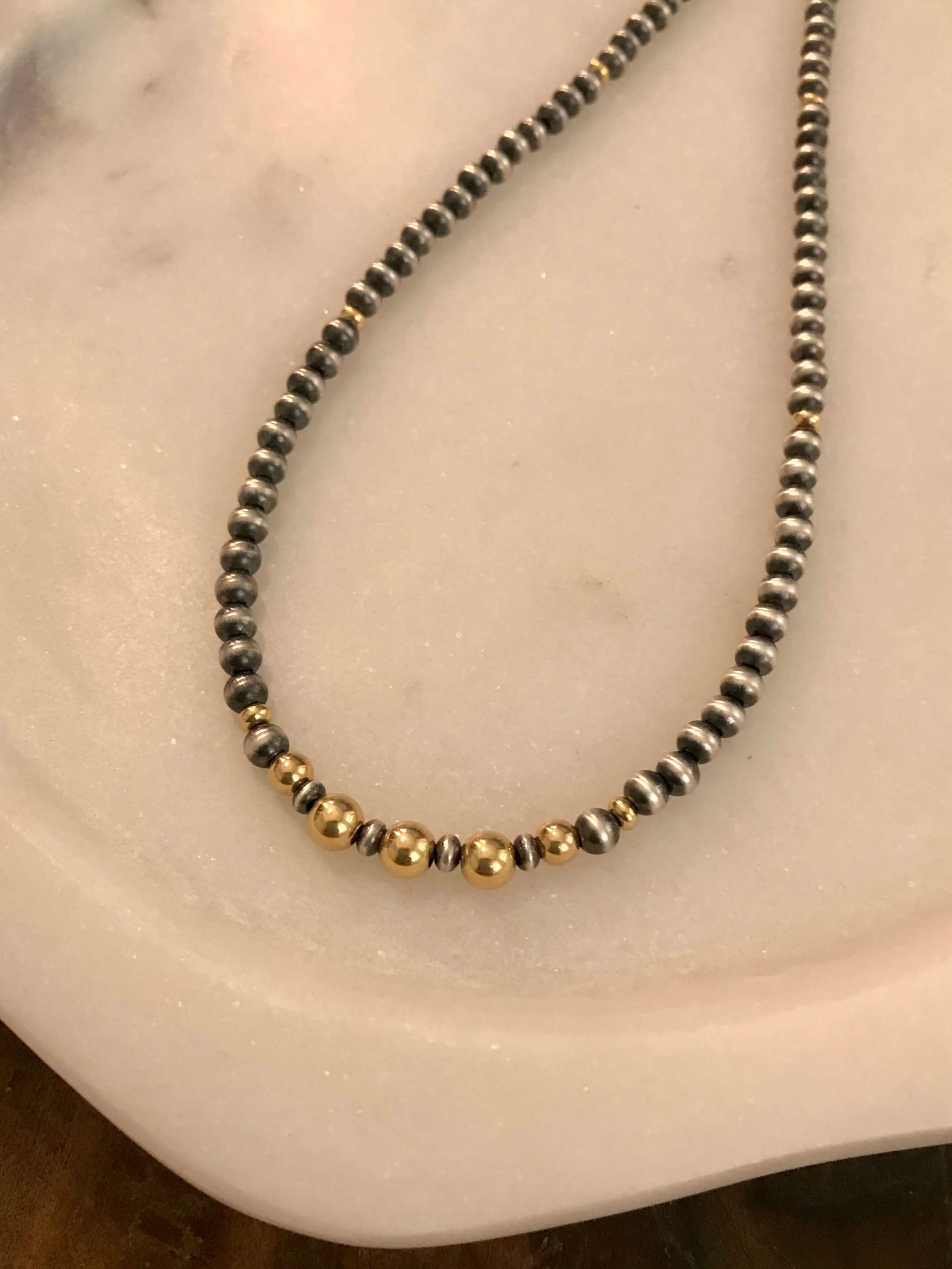 The Harlow Gold + Pearl Necklace-Necklaces-Calli Co., Turquoise and Silver Jewelry, Native American Handmade, Zuni Tribe, Navajo Tribe, Brock Texas