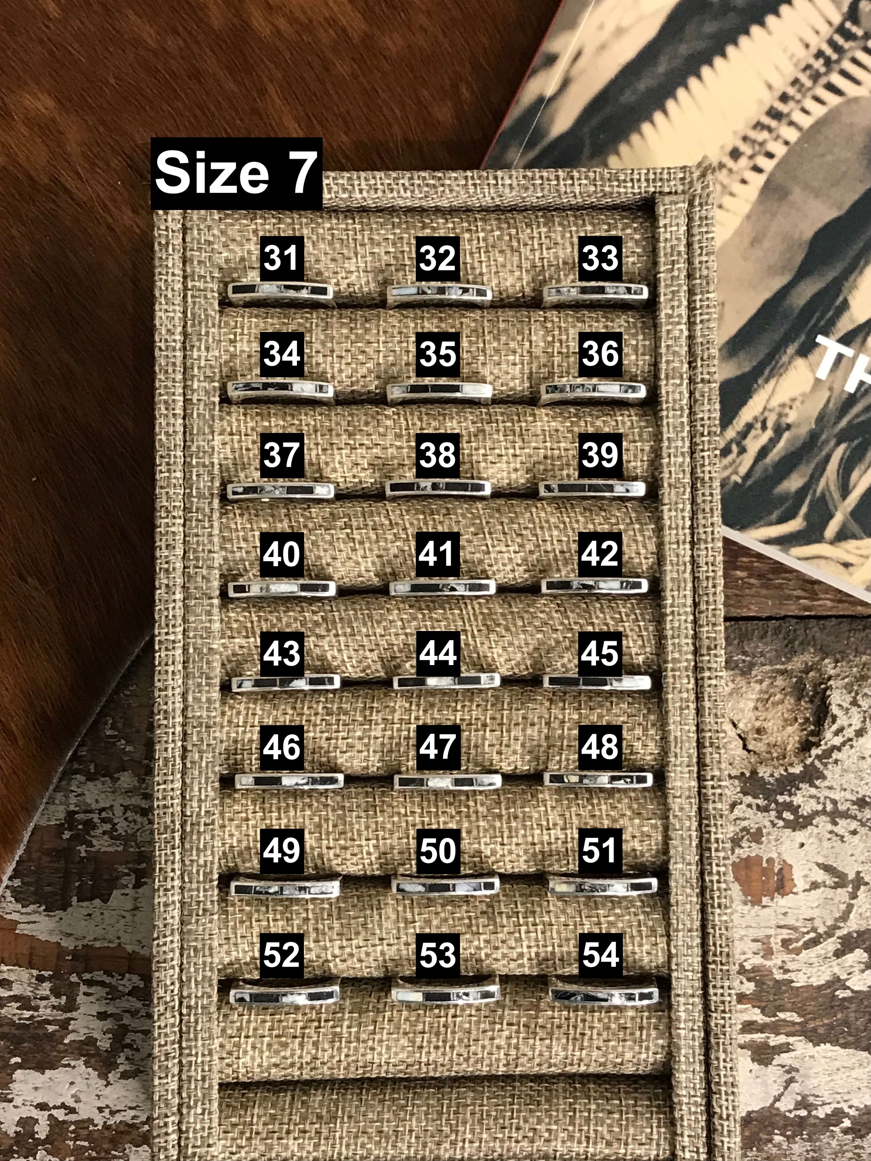 The Inlay Collection Thin White Buffalo Band-Rings-Calli Co., Turquoise and Silver Jewelry, Native American Handmade, Zuni Tribe, Navajo Tribe, Brock Texas