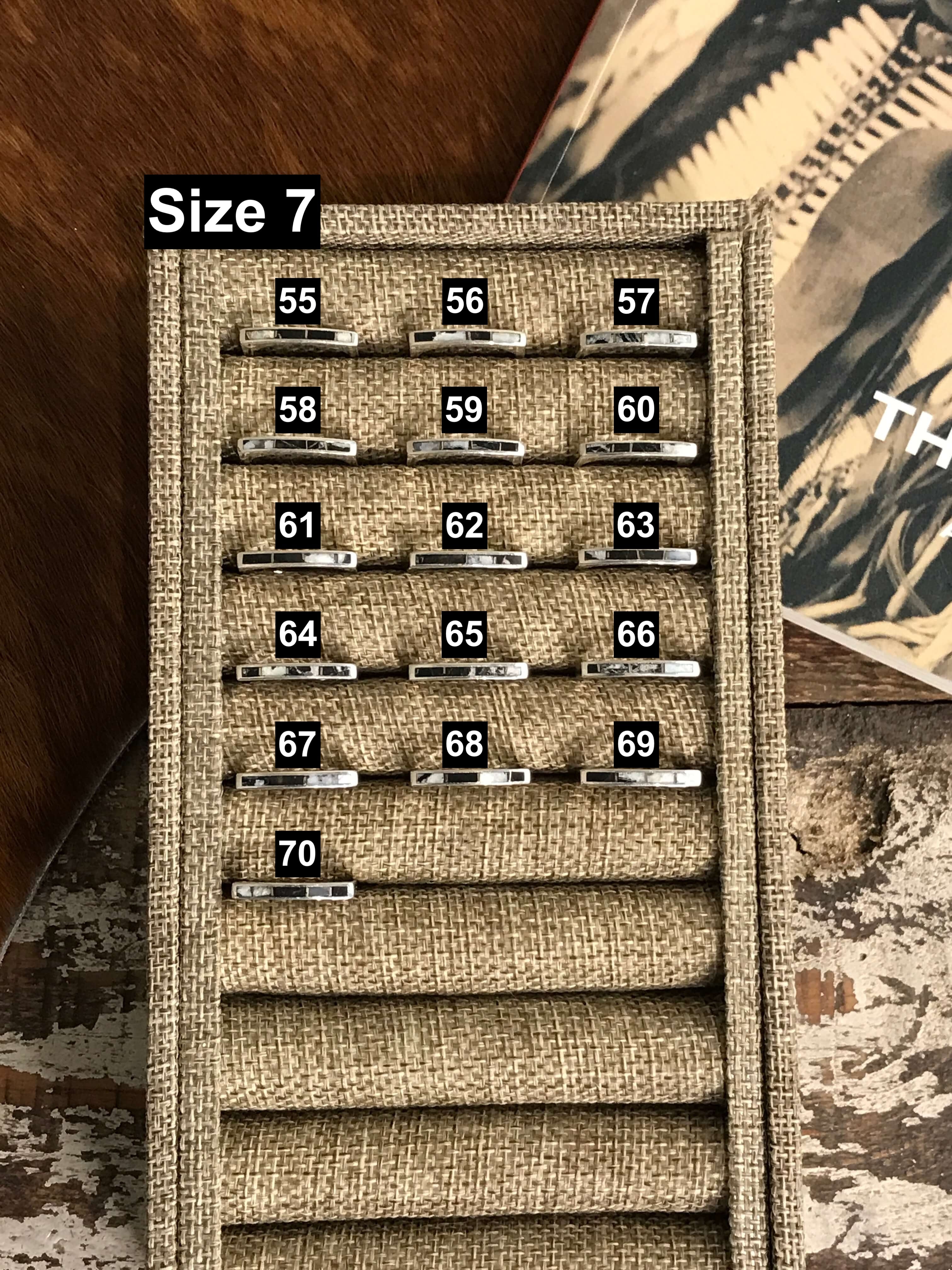 The Inlay Collection Thin White Buffalo Band-Rings-Calli Co., Turquoise and Silver Jewelry, Native American Handmade, Zuni Tribe, Navajo Tribe, Brock Texas