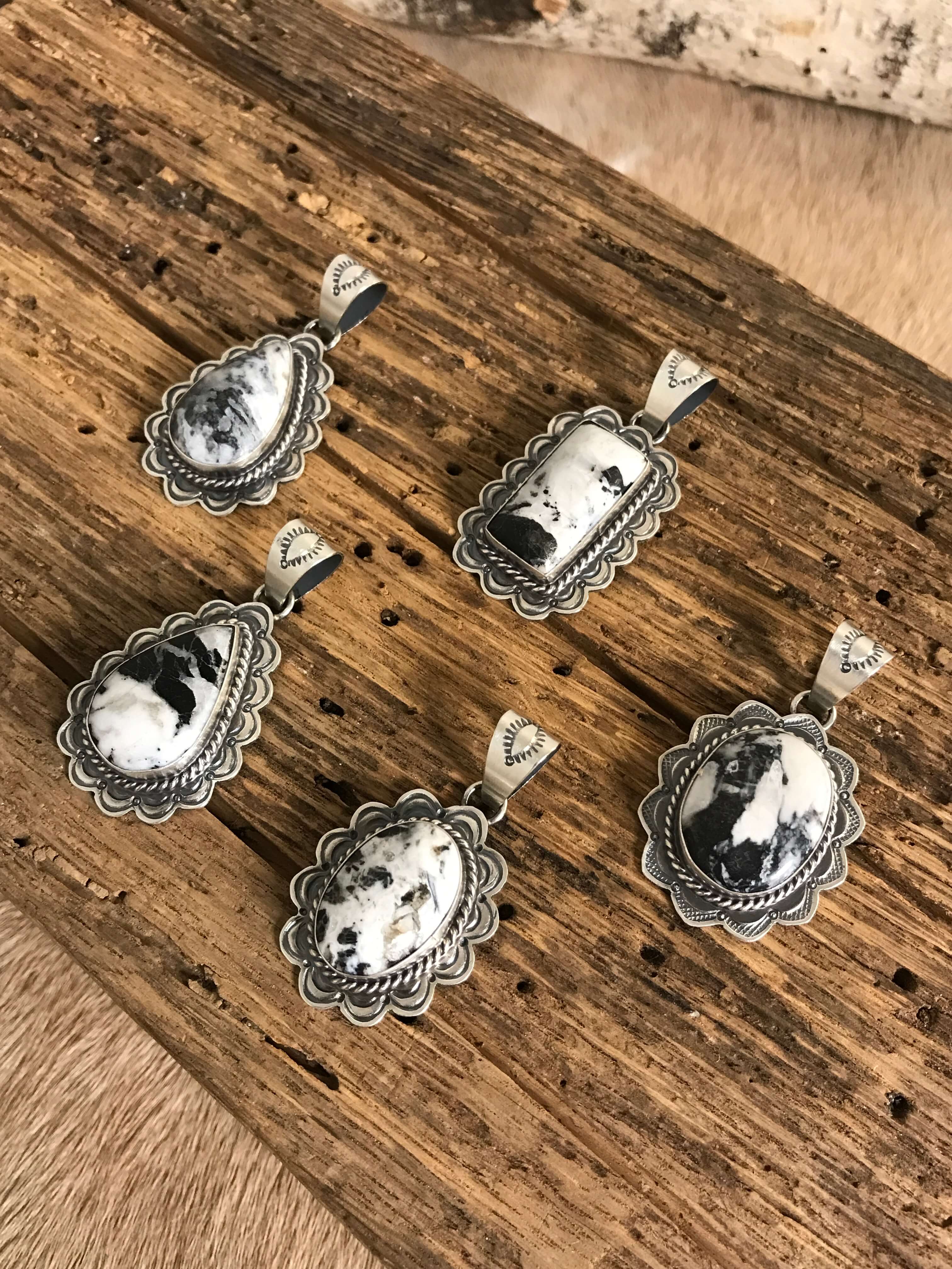 The Campo White Buffalo Pendants-Pendants-Calli Co., Turquoise and Silver Jewelry, Native American Handmade, Zuni Tribe, Navajo Tribe, Brock Texas