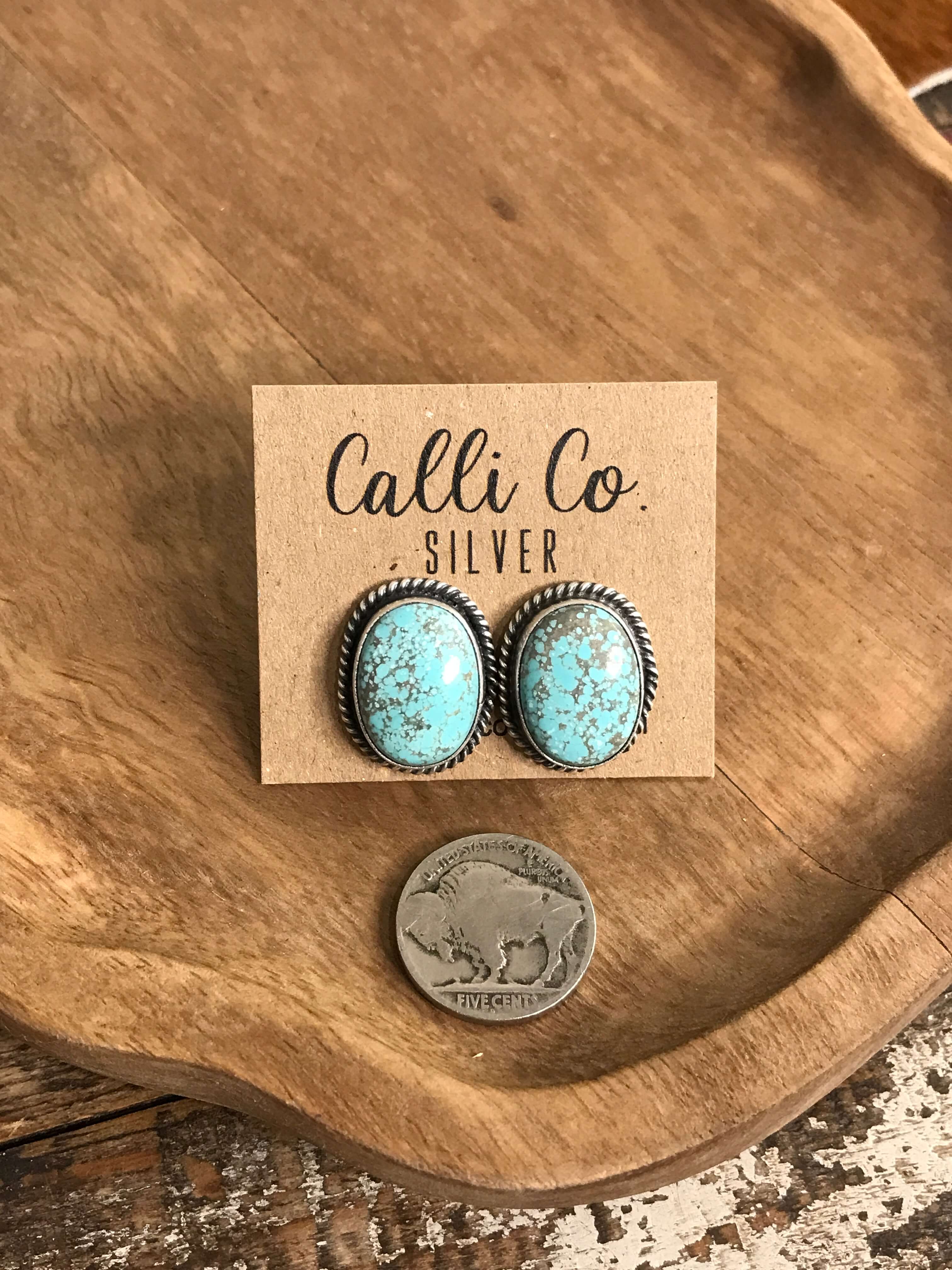 The Turquoise Studs, 6-Earrings-Calli Co., Turquoise and Silver Jewelry, Native American Handmade, Zuni Tribe, Navajo Tribe, Brock Texas