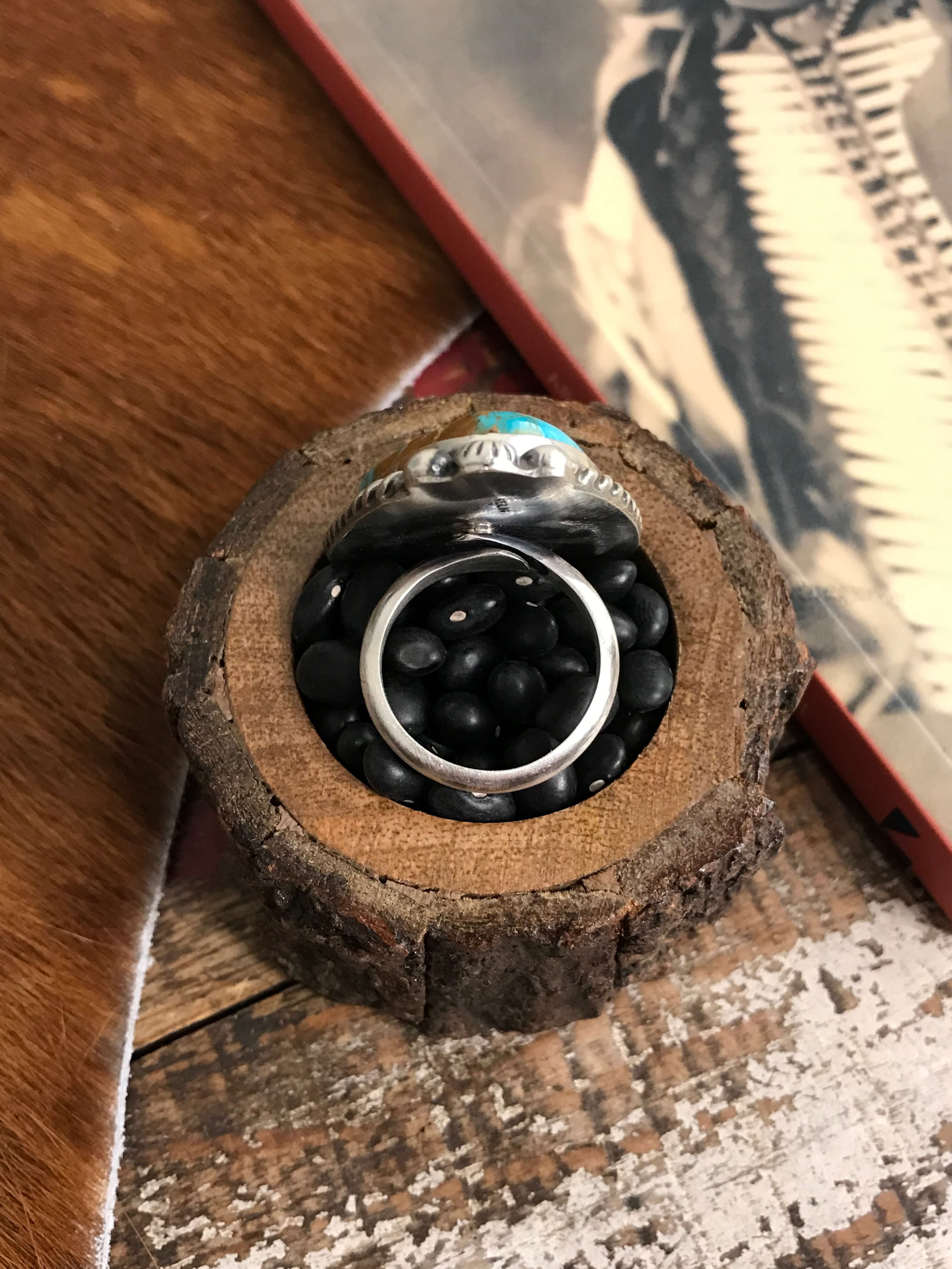 The Tishomingo Turquoise Adjustable Ring, 3-Rings-Calli Co., Turquoise and Silver Jewelry, Native American Handmade, Zuni Tribe, Navajo Tribe, Brock Texas