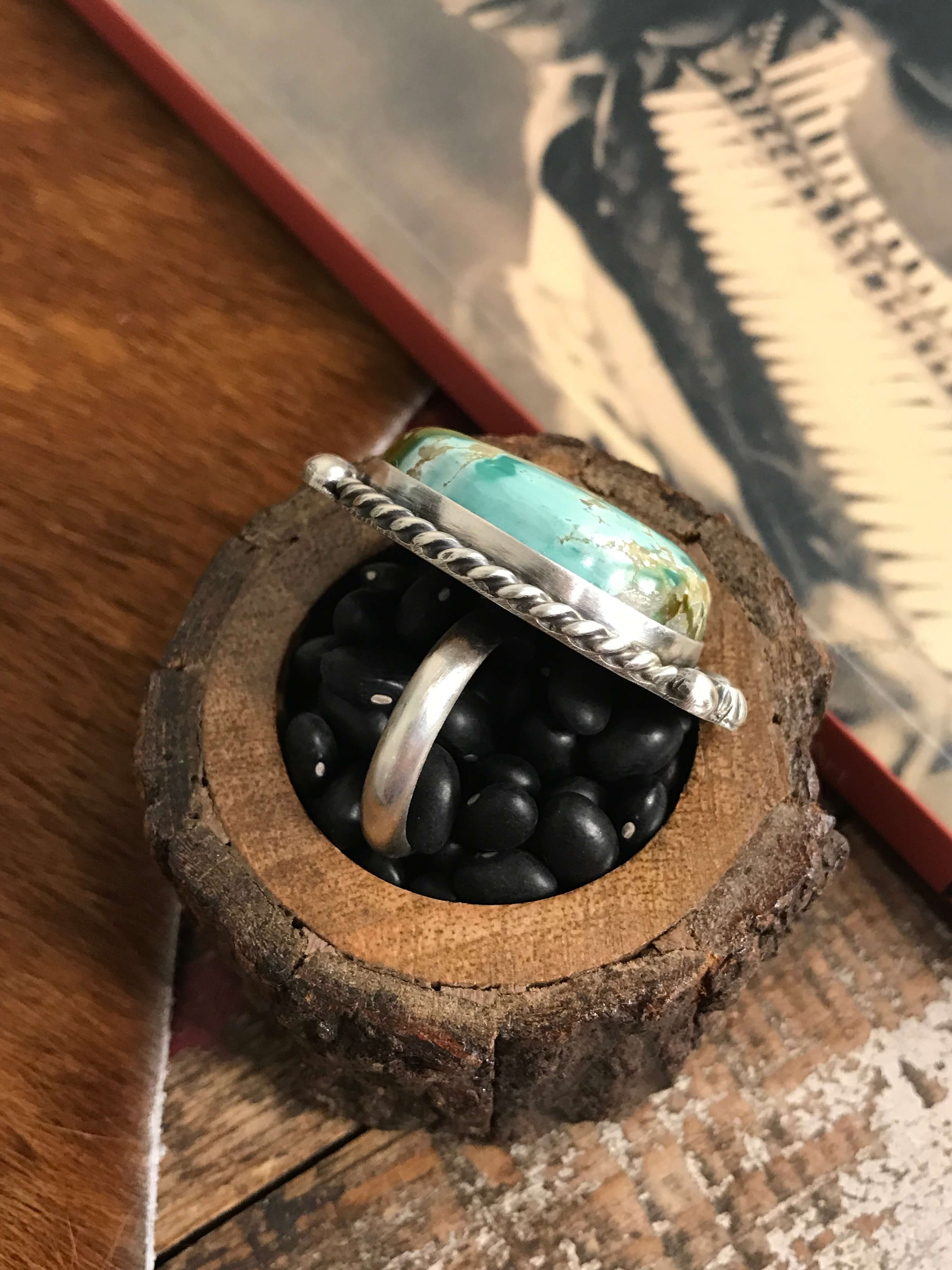 The Tishomingo Turquoise Adjustable Ring, 4-Rings-Calli Co., Turquoise and Silver Jewelry, Native American Handmade, Zuni Tribe, Navajo Tribe, Brock Texas