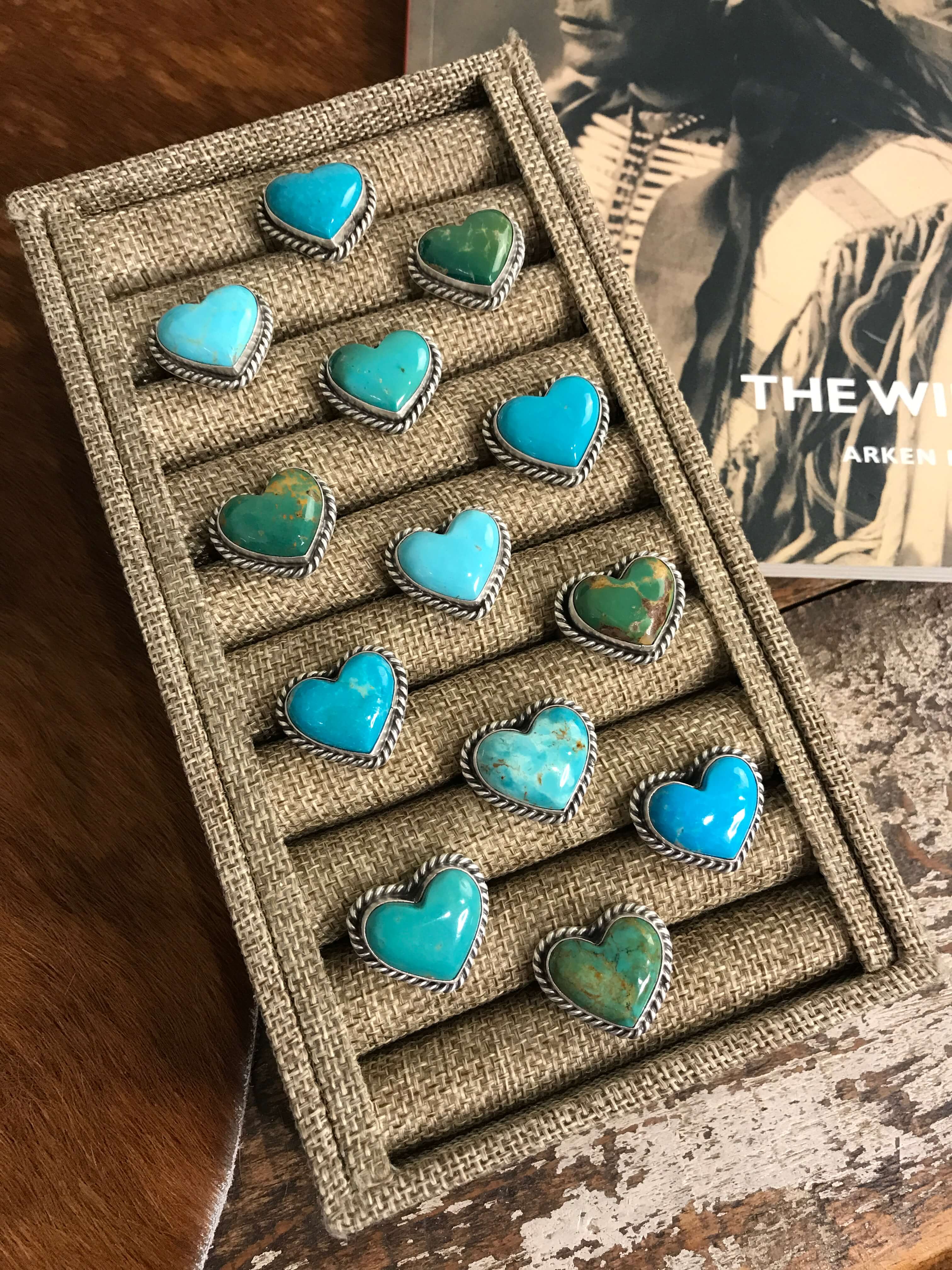 The Classic Adjustable Heart Rings-Rings-Calli Co., Turquoise and Silver Jewelry, Native American Handmade, Zuni Tribe, Navajo Tribe, Brock Texas