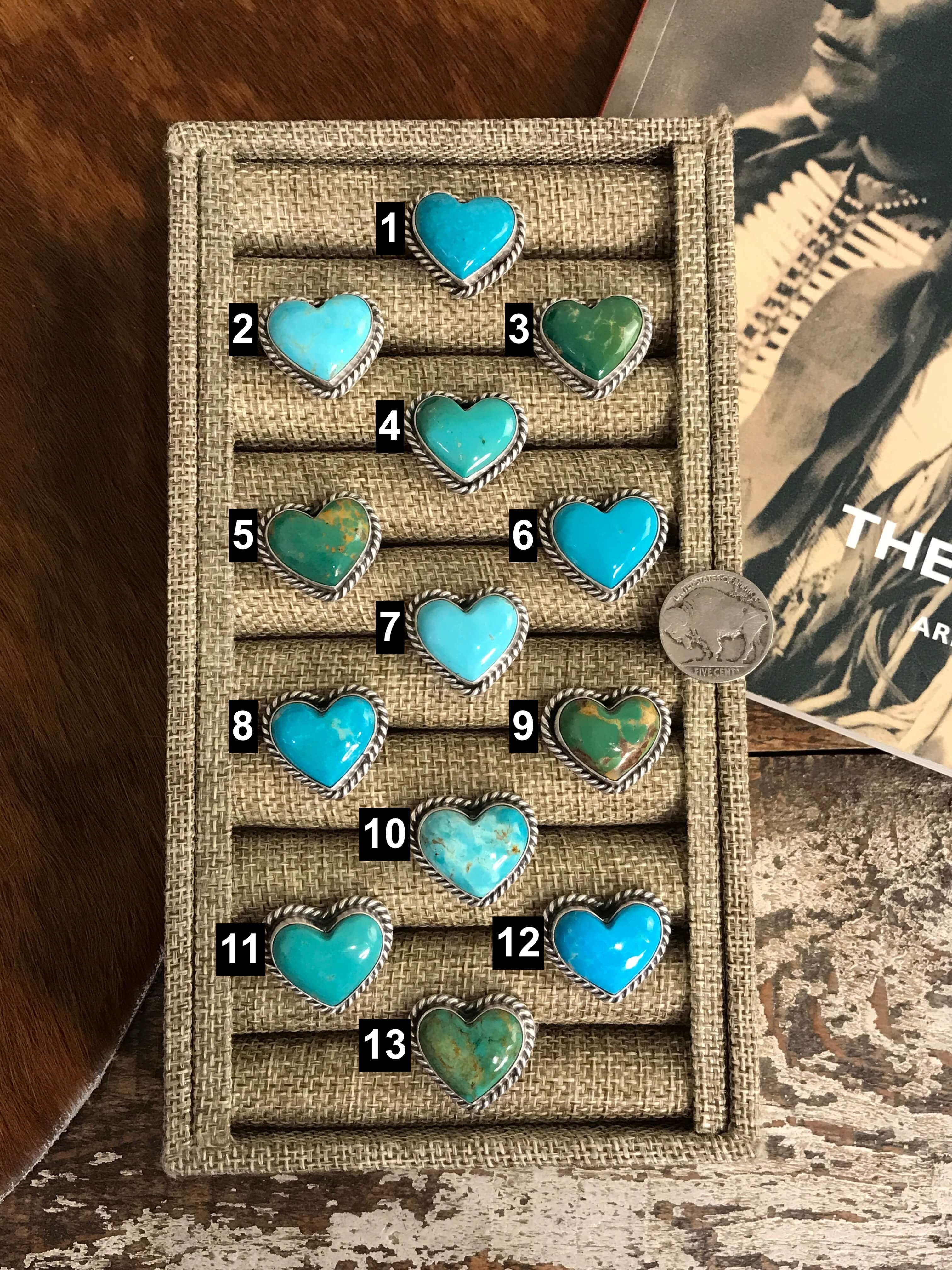 The Classic Adjustable Heart Rings-Rings-Calli Co., Turquoise and Silver Jewelry, Native American Handmade, Zuni Tribe, Navajo Tribe, Brock Texas