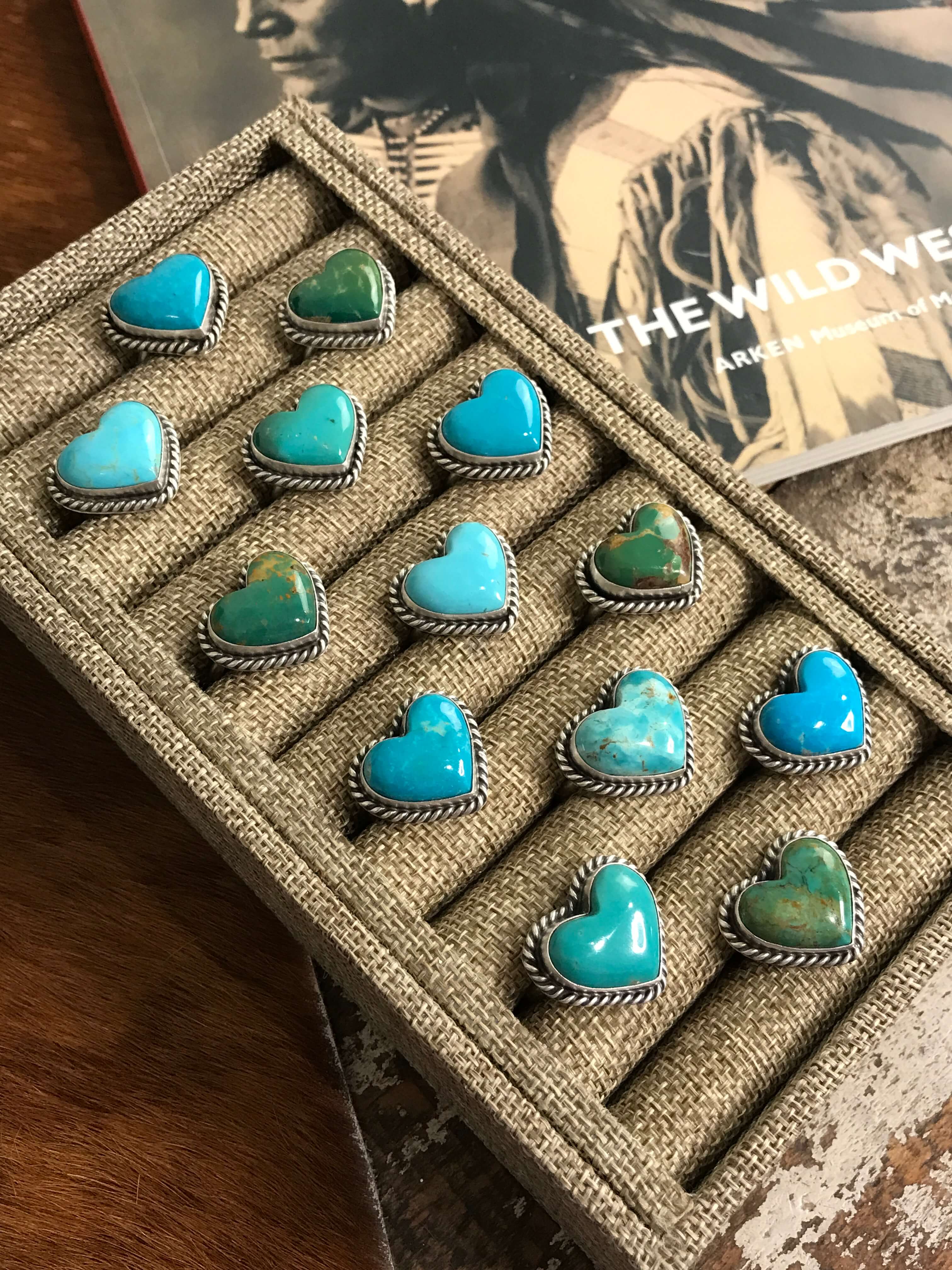 The Classic Adjustable Heart Rings-Rings-Calli Co., Turquoise and Silver Jewelry, Native American Handmade, Zuni Tribe, Navajo Tribe, Brock Texas