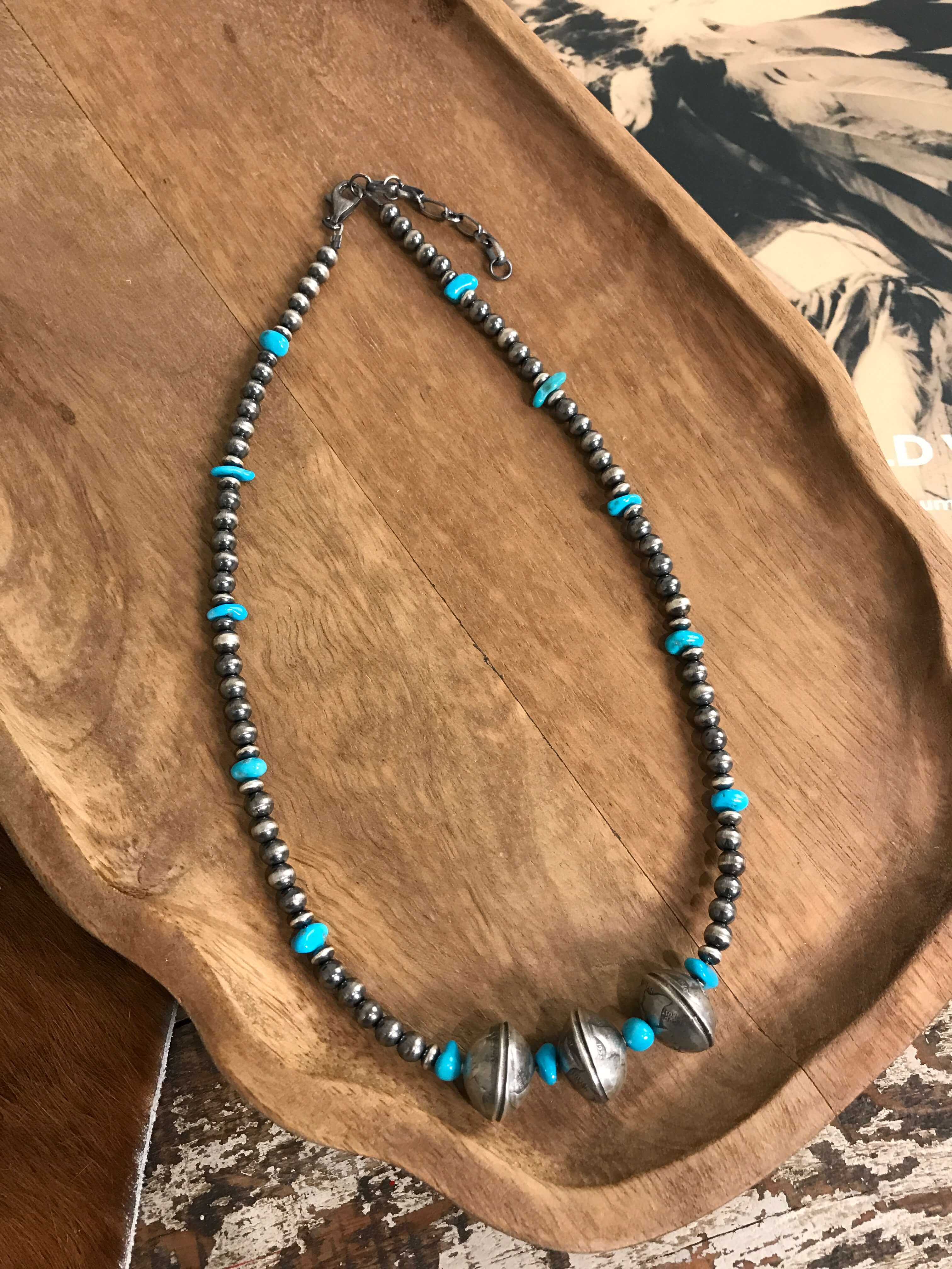 The Turquoise Nugget Dime Necklace-Necklaces-Calli Co., Turquoise and Silver Jewelry, Native American Handmade, Zuni Tribe, Navajo Tribe, Brock Texas