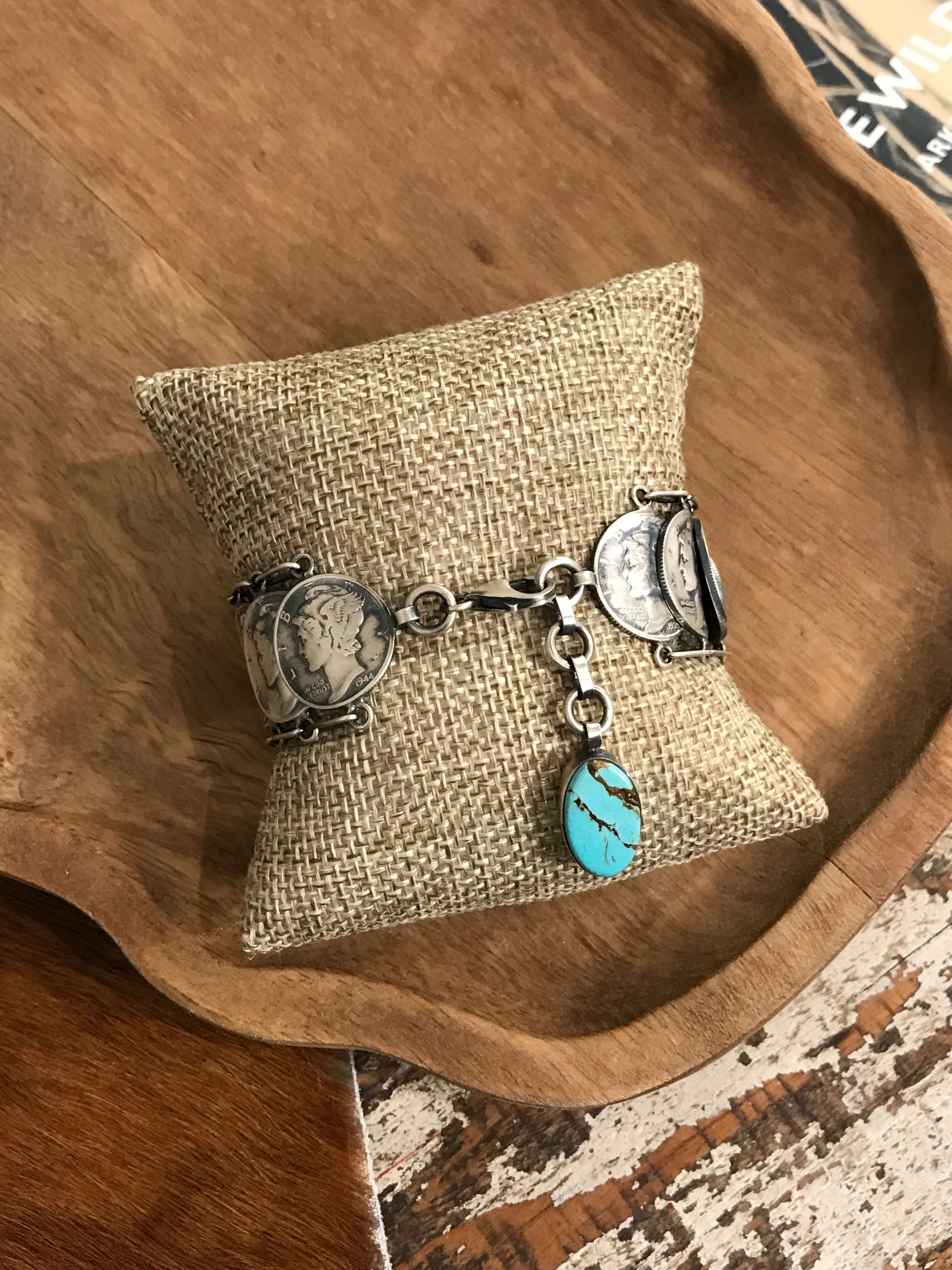 The Delaney Coin Link Bracelets-Bracelets & Cuffs-Calli Co., Turquoise and Silver Jewelry, Native American Handmade, Zuni Tribe, Navajo Tribe, Brock Texas