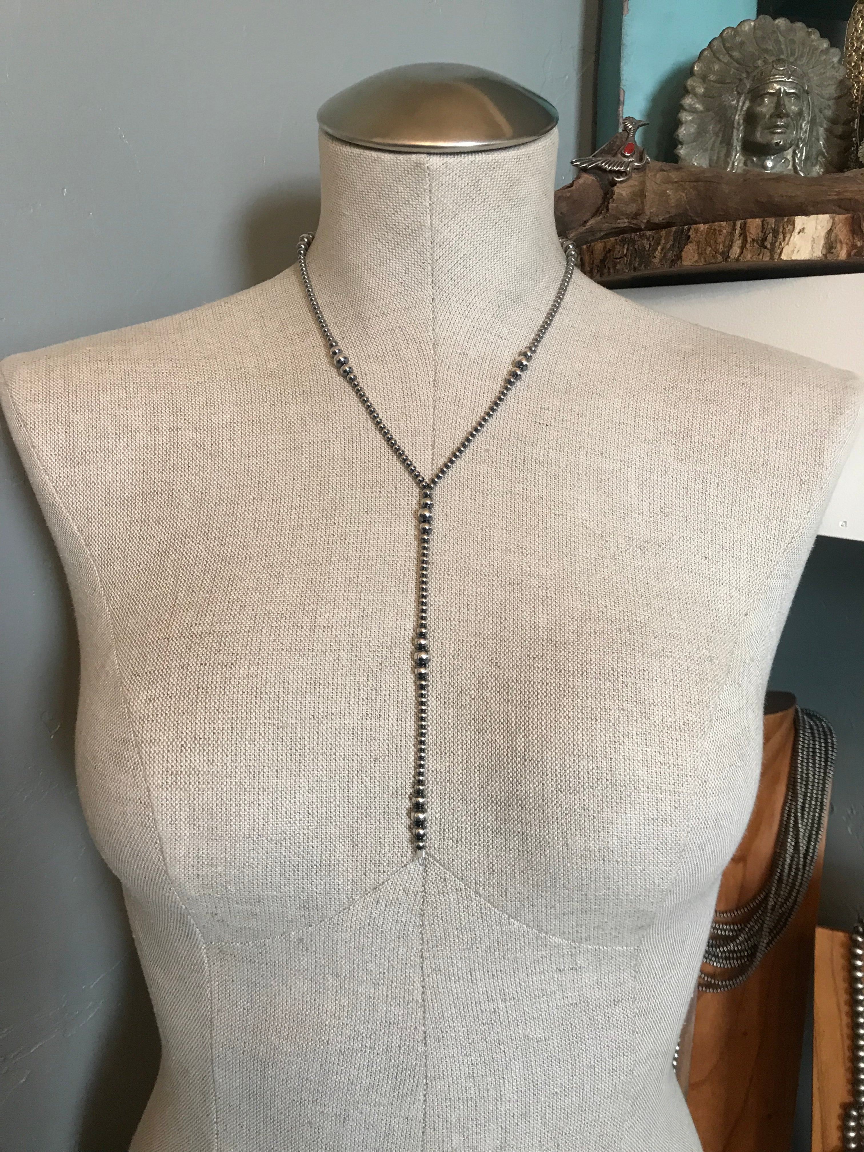 The Jackson Lariat-Necklaces-Calli Co., Turquoise and Silver Jewelry, Native American Handmade, Zuni Tribe, Navajo Tribe, Brock Texas