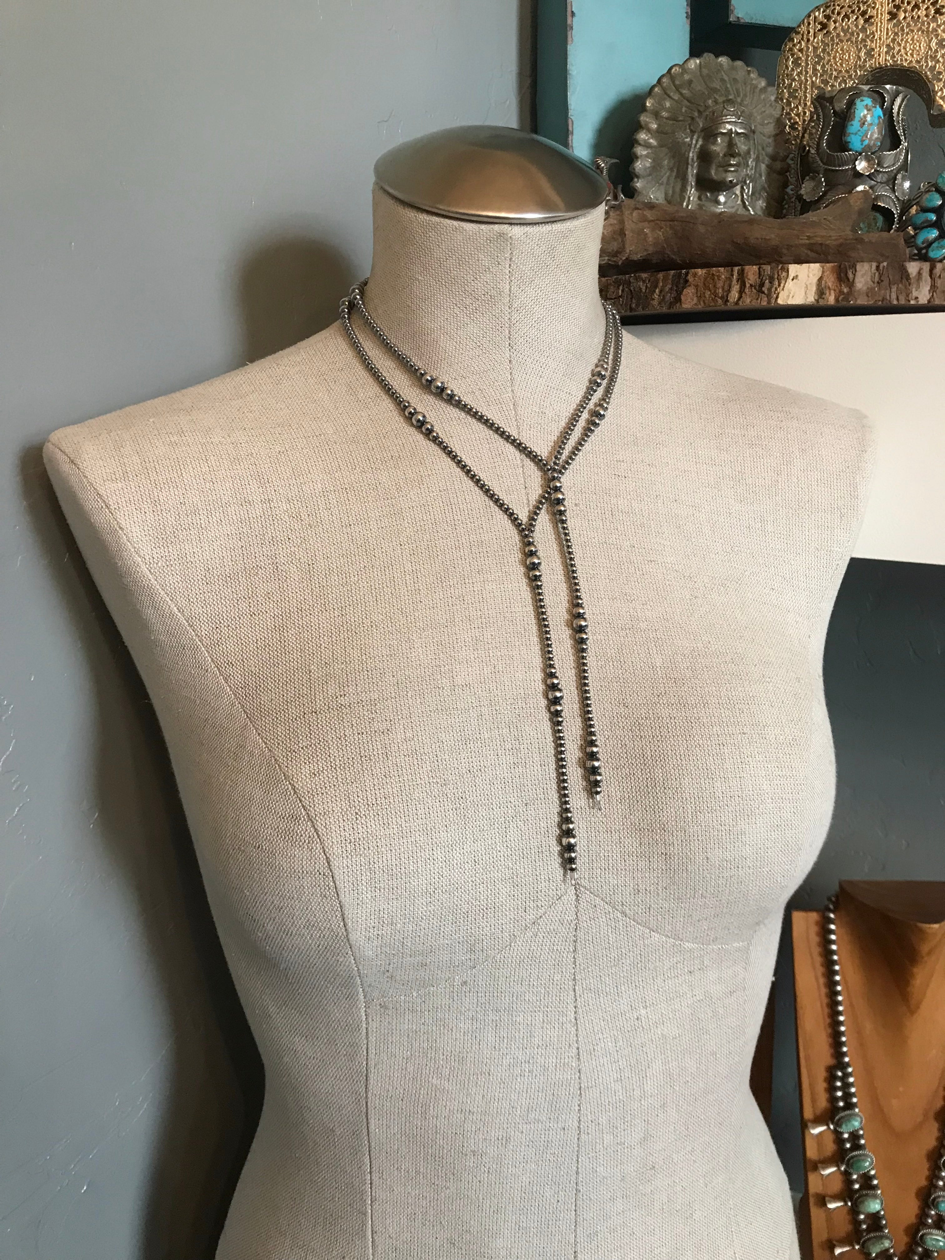 The Jackson Lariat-Necklaces-Calli Co., Turquoise and Silver Jewelry, Native American Handmade, Zuni Tribe, Navajo Tribe, Brock Texas