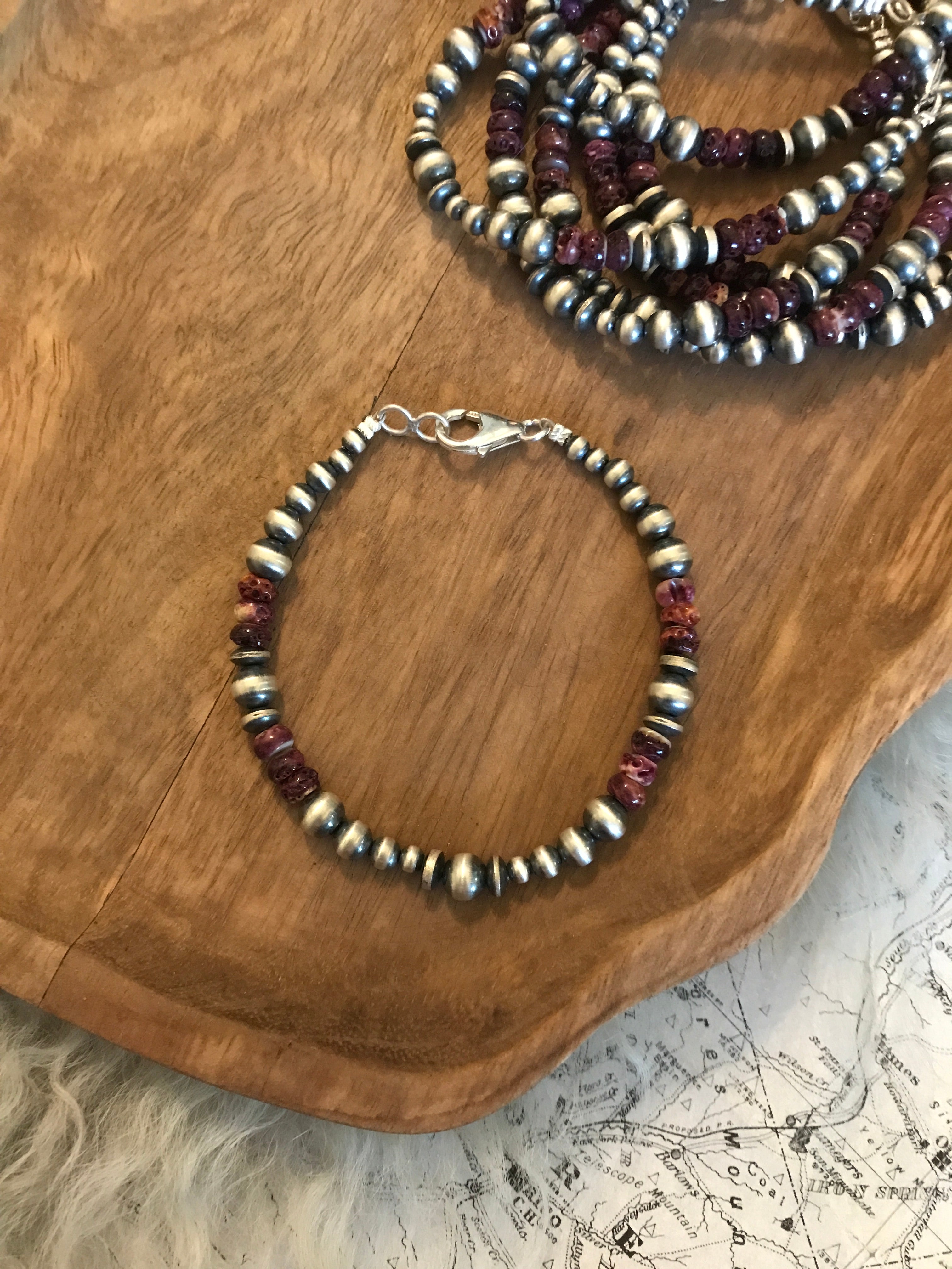 The Telluride Bracelet in Purple Spiny-Bracelets & Cuffs-Calli Co., Turquoise and Silver Jewelry, Native American Handmade, Zuni Tribe, Navajo Tribe, Brock Texas