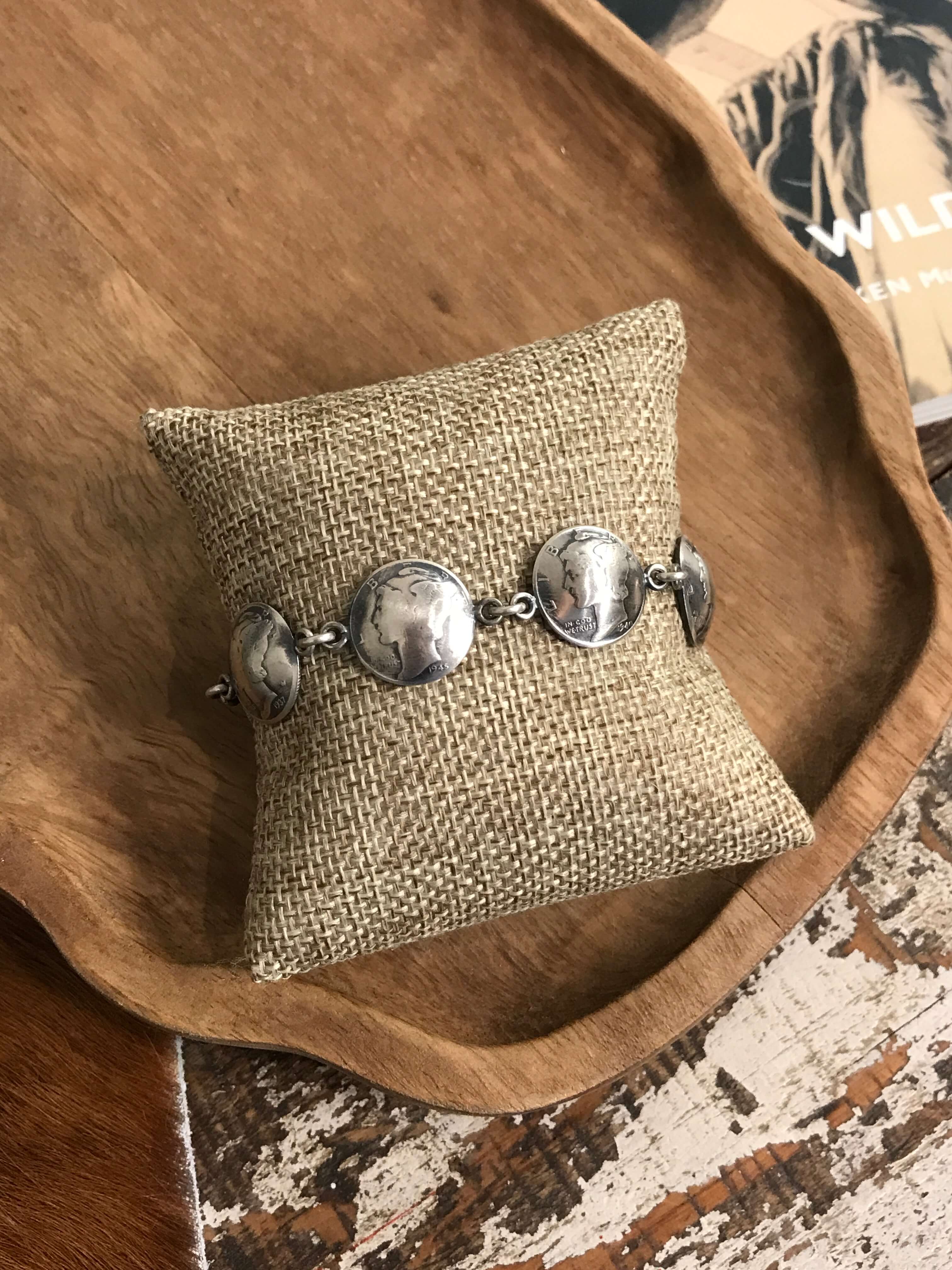 The Twila Coin Link Bracelet-Bracelets & Cuffs-Calli Co., Turquoise and Silver Jewelry, Native American Handmade, Zuni Tribe, Navajo Tribe, Brock Texas