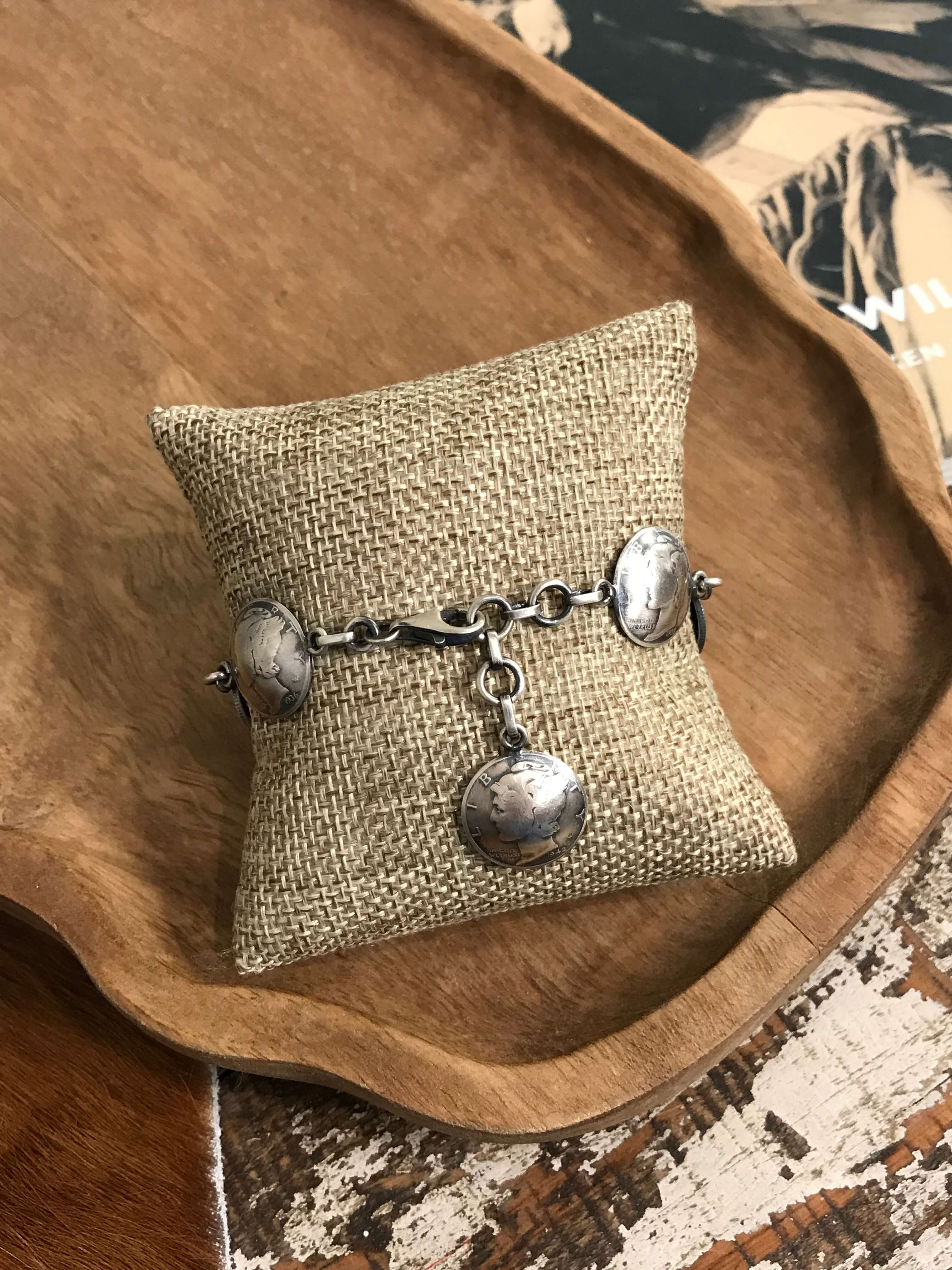 The Twila Coin Link Bracelet-Bracelets & Cuffs-Calli Co., Turquoise and Silver Jewelry, Native American Handmade, Zuni Tribe, Navajo Tribe, Brock Texas