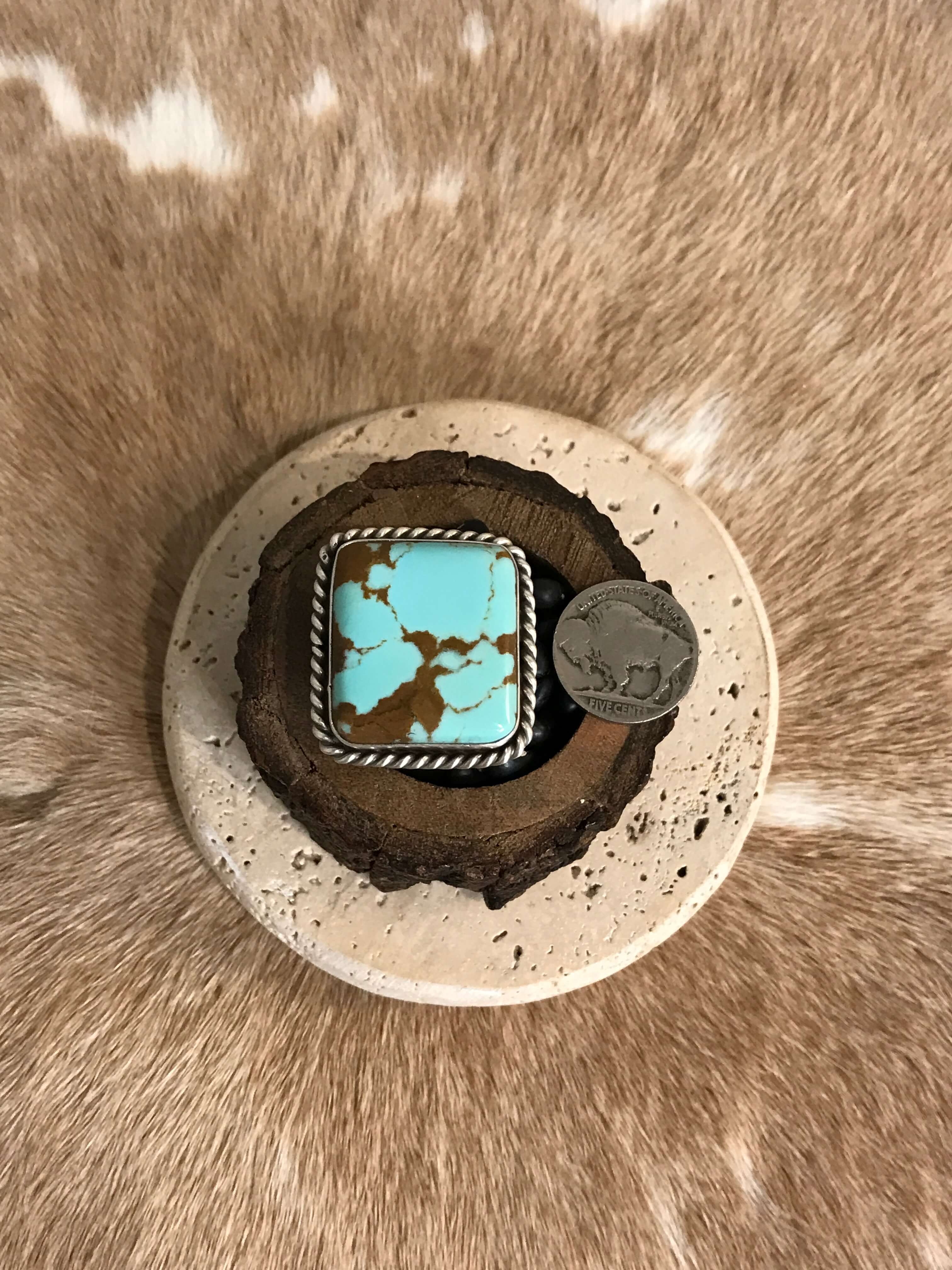 The Boca Ciega Adjustable Turquoise Ring, 2-Rings-Calli Co., Turquoise and Silver Jewelry, Native American Handmade, Zuni Tribe, Navajo Tribe, Brock Texas