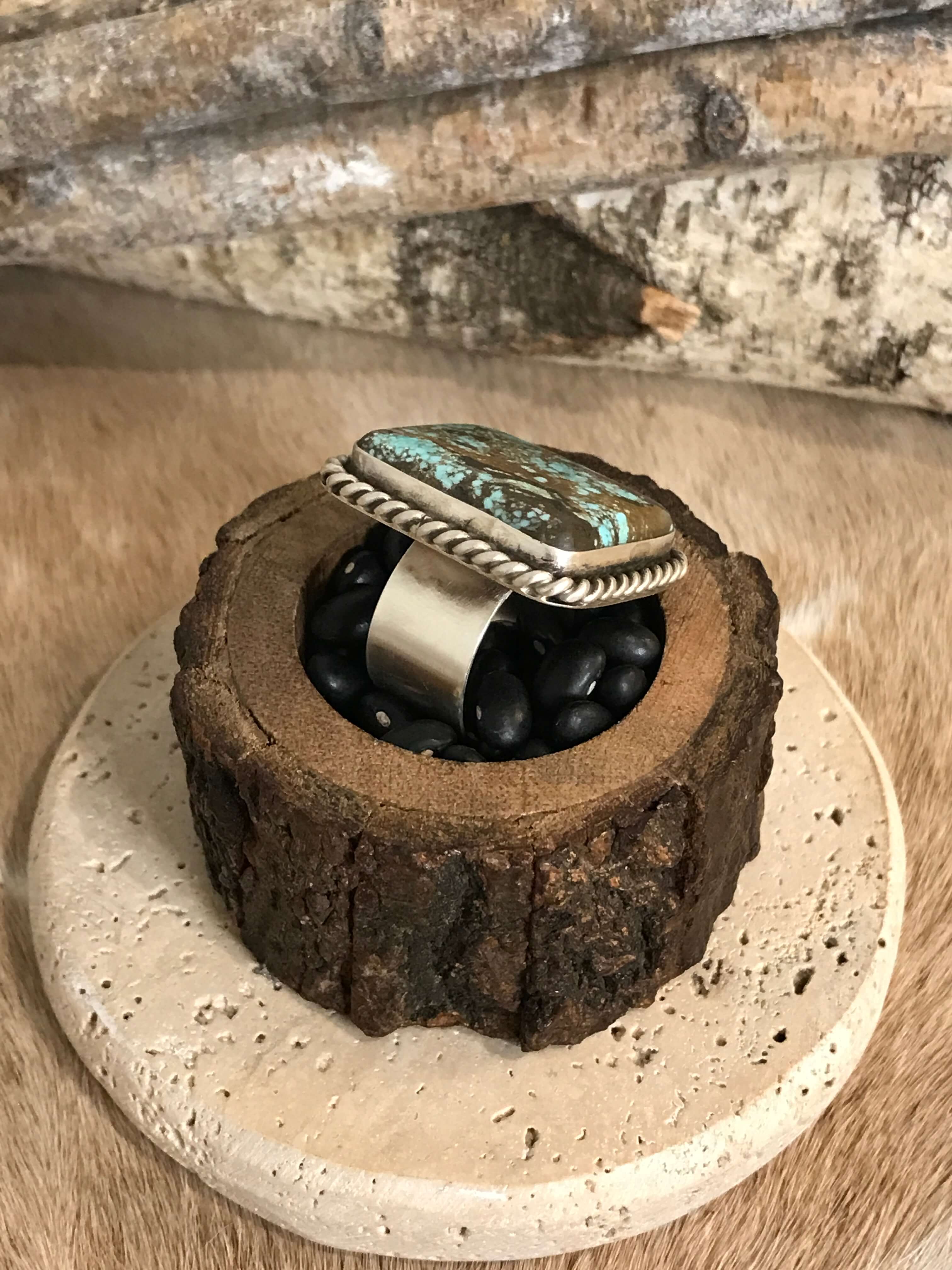 The Boca Ciega Adjustable Turquoise Ring, 6-Rings-Calli Co., Turquoise and Silver Jewelry, Native American Handmade, Zuni Tribe, Navajo Tribe, Brock Texas