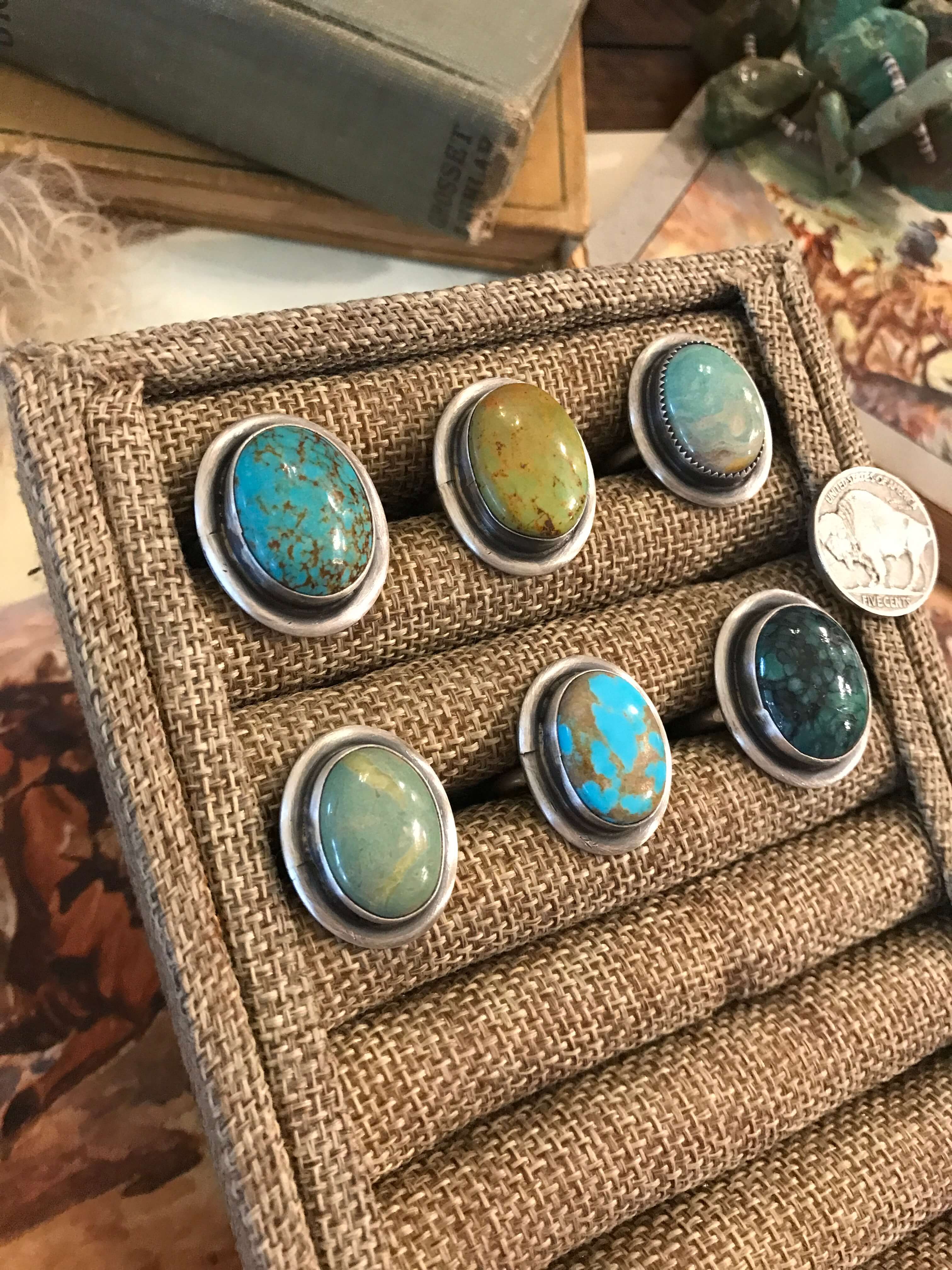 The Christoval Rings-Rings-Calli Co., Turquoise and Silver Jewelry, Native American Handmade, Zuni Tribe, Navajo Tribe, Brock Texas