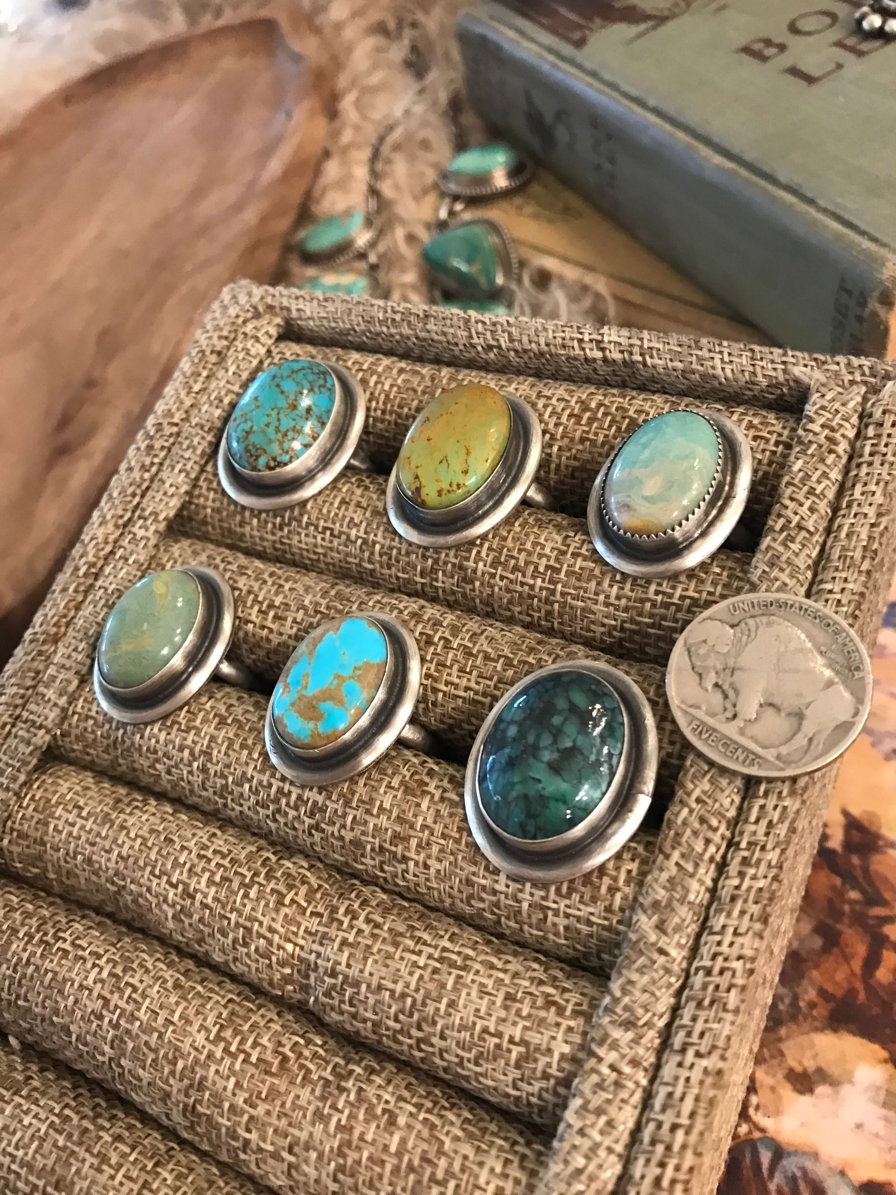 The Christoval Rings-Rings-Calli Co., Turquoise and Silver Jewelry, Native American Handmade, Zuni Tribe, Navajo Tribe, Brock Texas