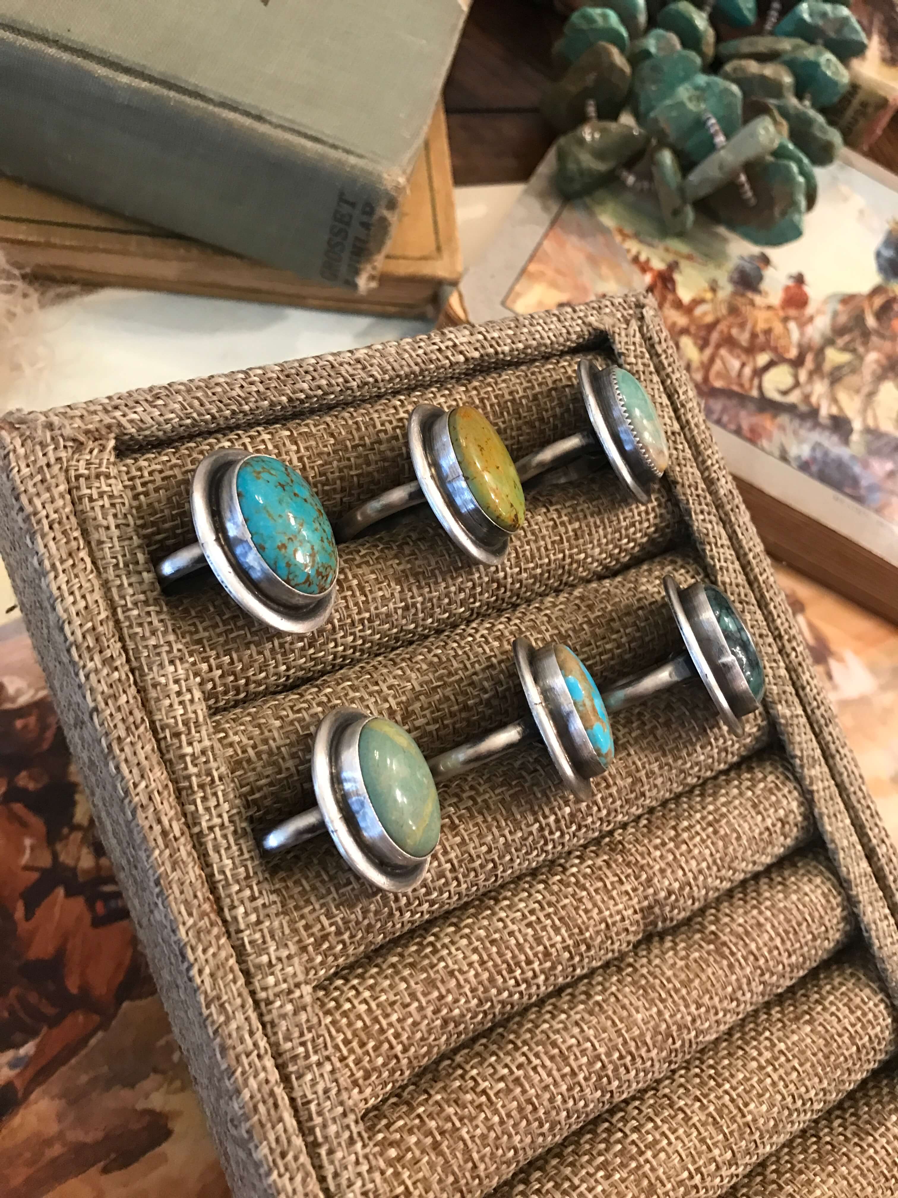 The Christoval Rings-Rings-Calli Co., Turquoise and Silver Jewelry, Native American Handmade, Zuni Tribe, Navajo Tribe, Brock Texas