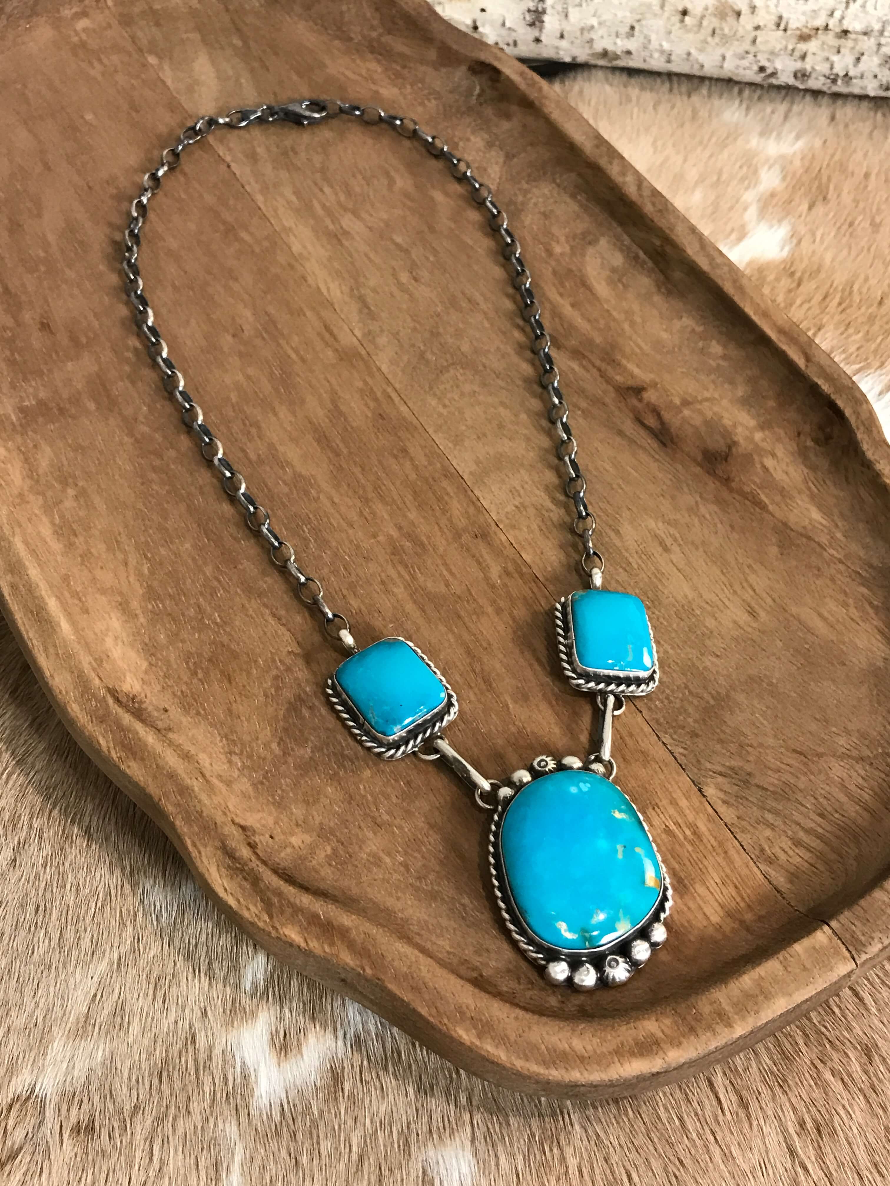The Bristow Statement Necklace, 2-Necklaces-Calli Co., Turquoise and Silver Jewelry, Native American Handmade, Zuni Tribe, Navajo Tribe, Brock Texas