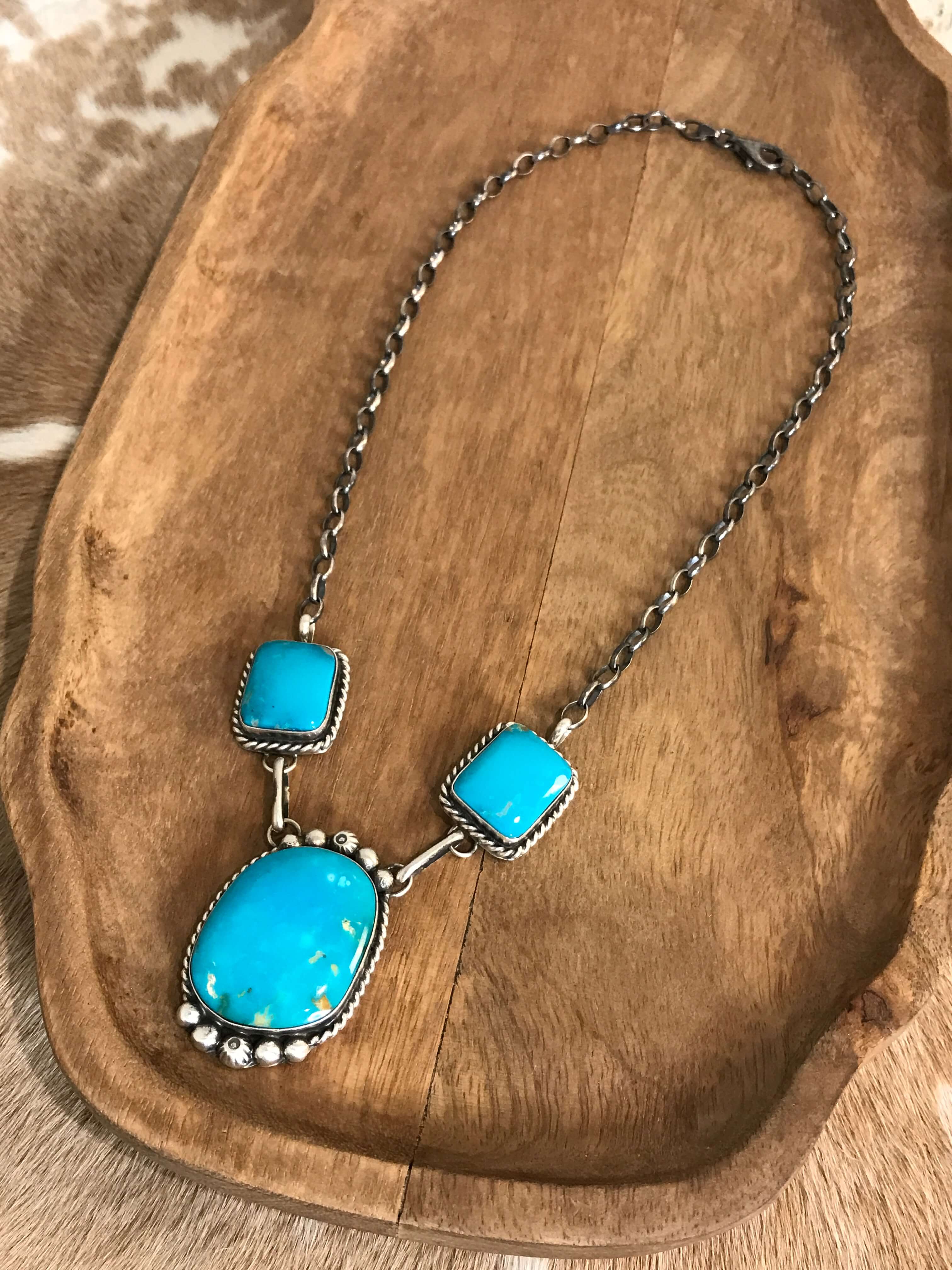 The Bristow Statement Necklace, 2-Necklaces-Calli Co., Turquoise and Silver Jewelry, Native American Handmade, Zuni Tribe, Navajo Tribe, Brock Texas