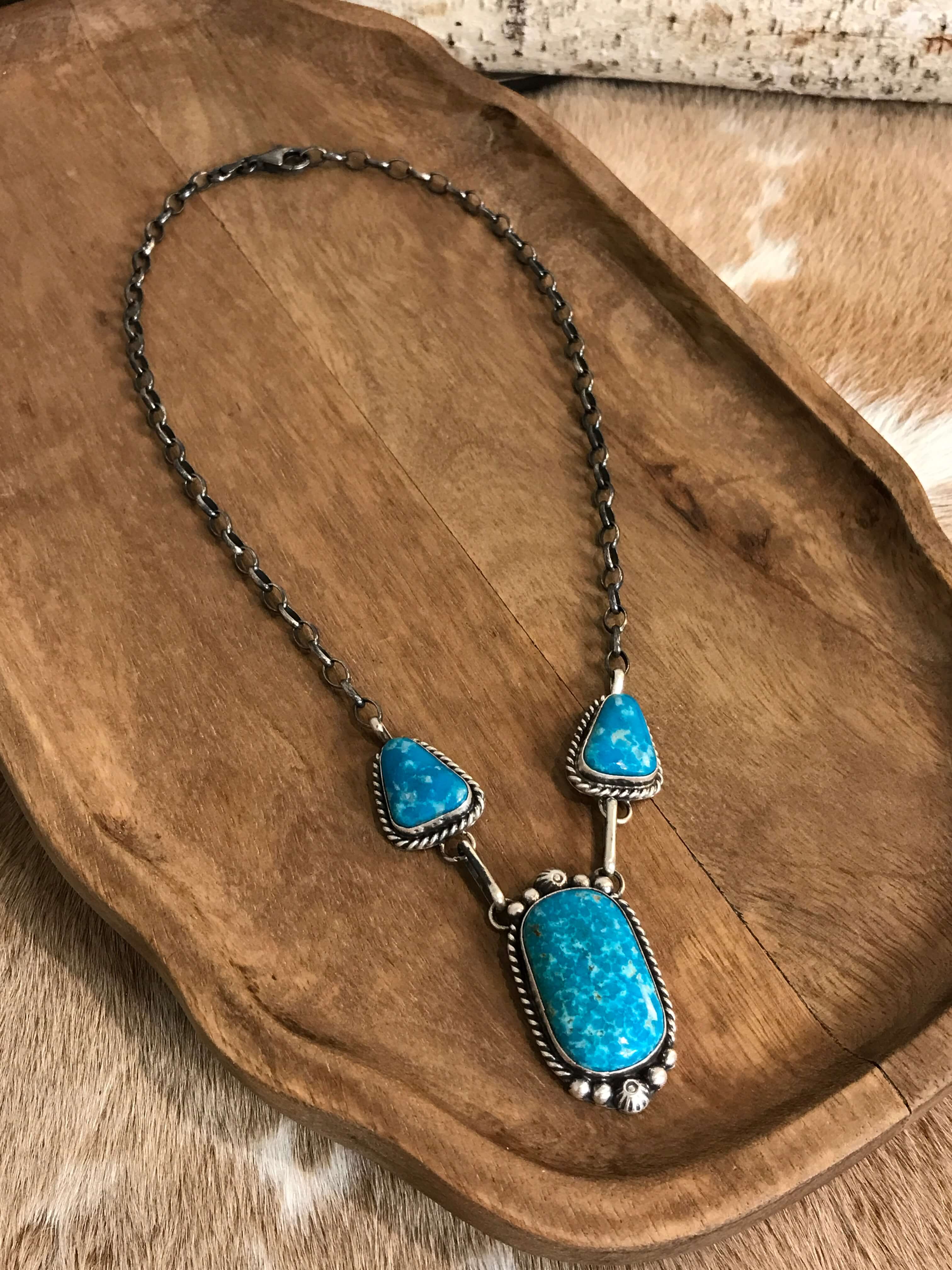 The Bristow Statement Necklace, 5-Necklaces-Calli Co., Turquoise and Silver Jewelry, Native American Handmade, Zuni Tribe, Navajo Tribe, Brock Texas