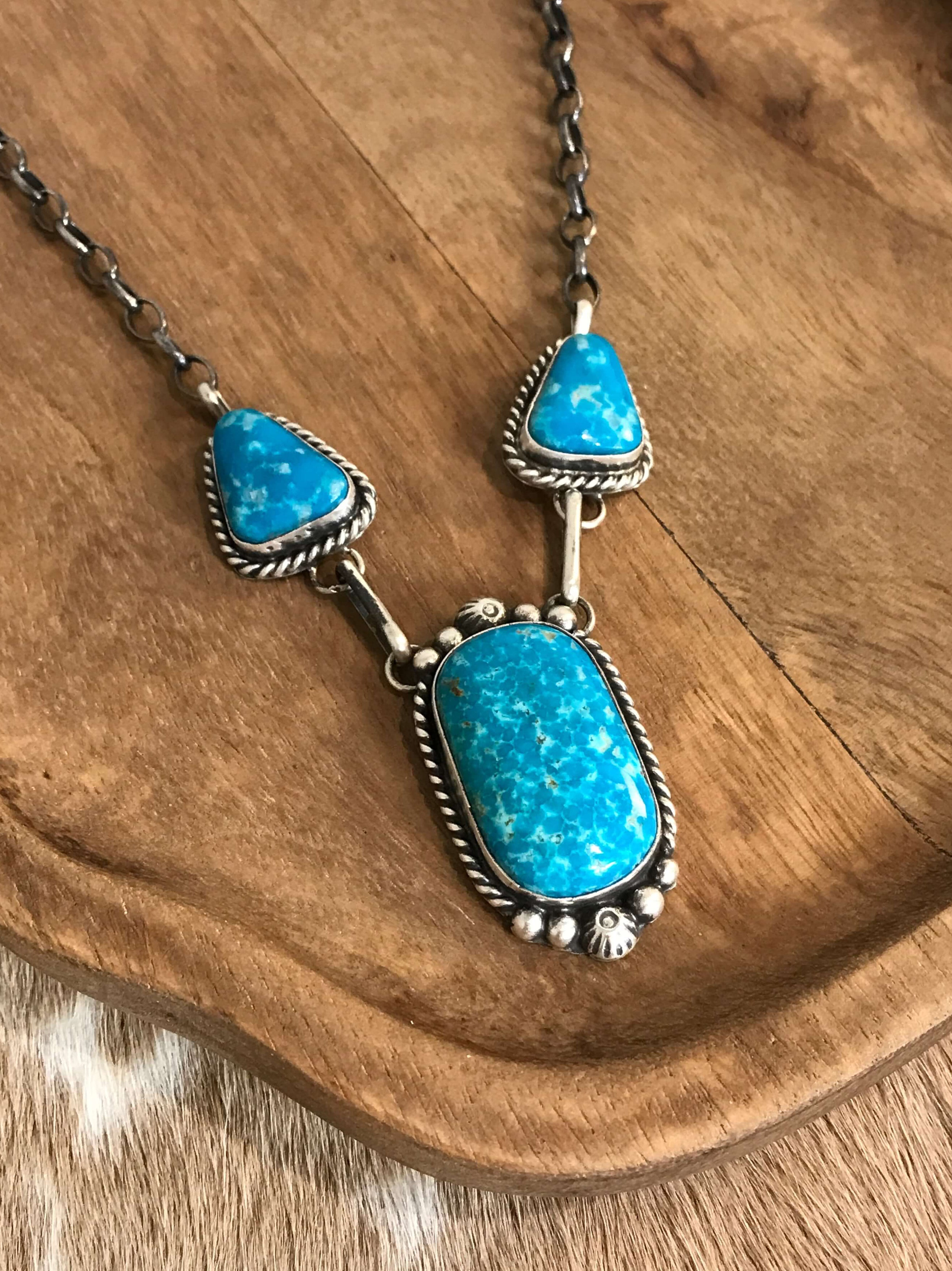 The Bristow Statement Necklace, 5-Necklaces-Calli Co., Turquoise and Silver Jewelry, Native American Handmade, Zuni Tribe, Navajo Tribe, Brock Texas