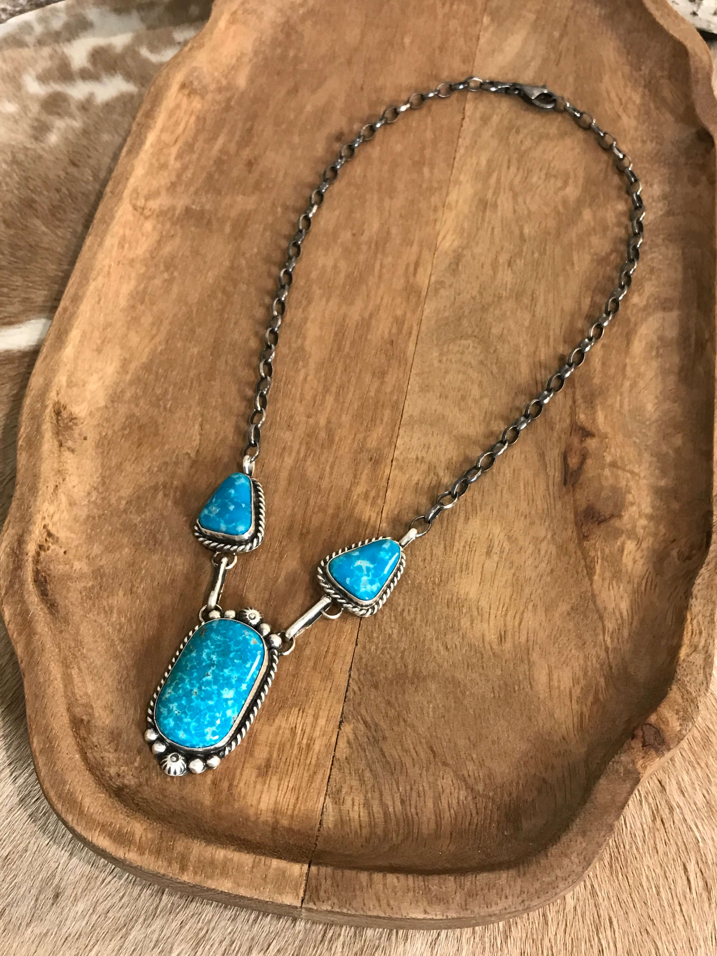 The Bristow Statement Necklace, 5-Necklaces-Calli Co., Turquoise and Silver Jewelry, Native American Handmade, Zuni Tribe, Navajo Tribe, Brock Texas