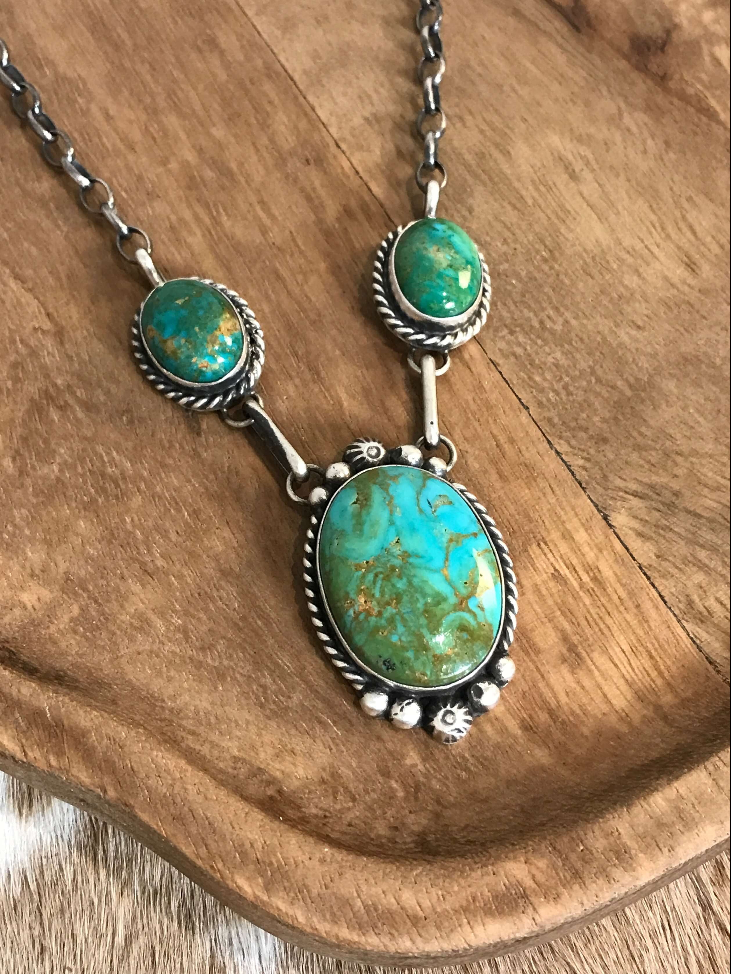 The Bristow Statement Necklace, 6-Necklaces-Calli Co., Turquoise and Silver Jewelry, Native American Handmade, Zuni Tribe, Navajo Tribe, Brock Texas