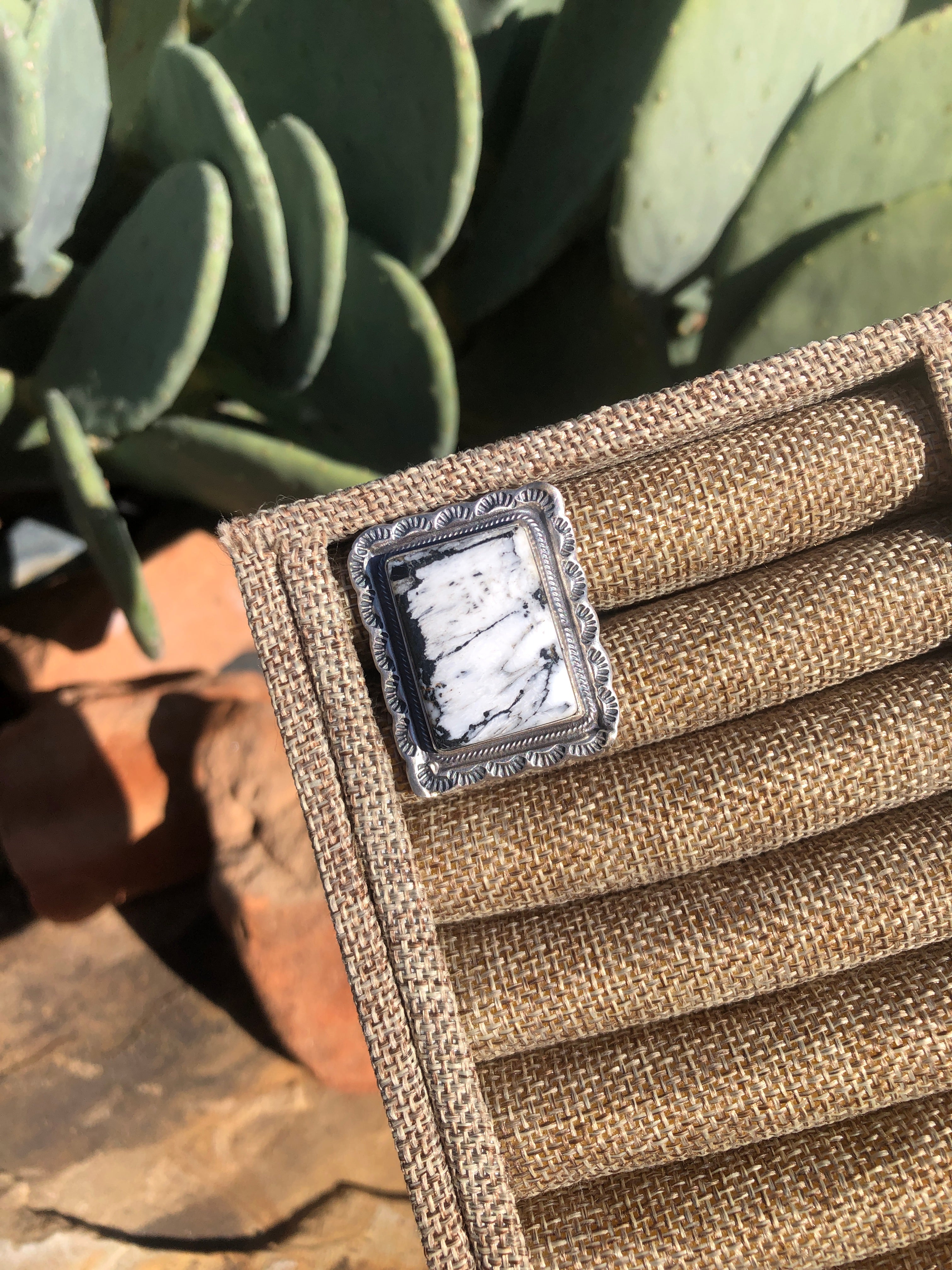 The Clackamas Adjustable White Buffalo Ring, 1-Rings-Calli Co., Turquoise and Silver Jewelry, Native American Handmade, Zuni Tribe, Navajo Tribe, Brock Texas