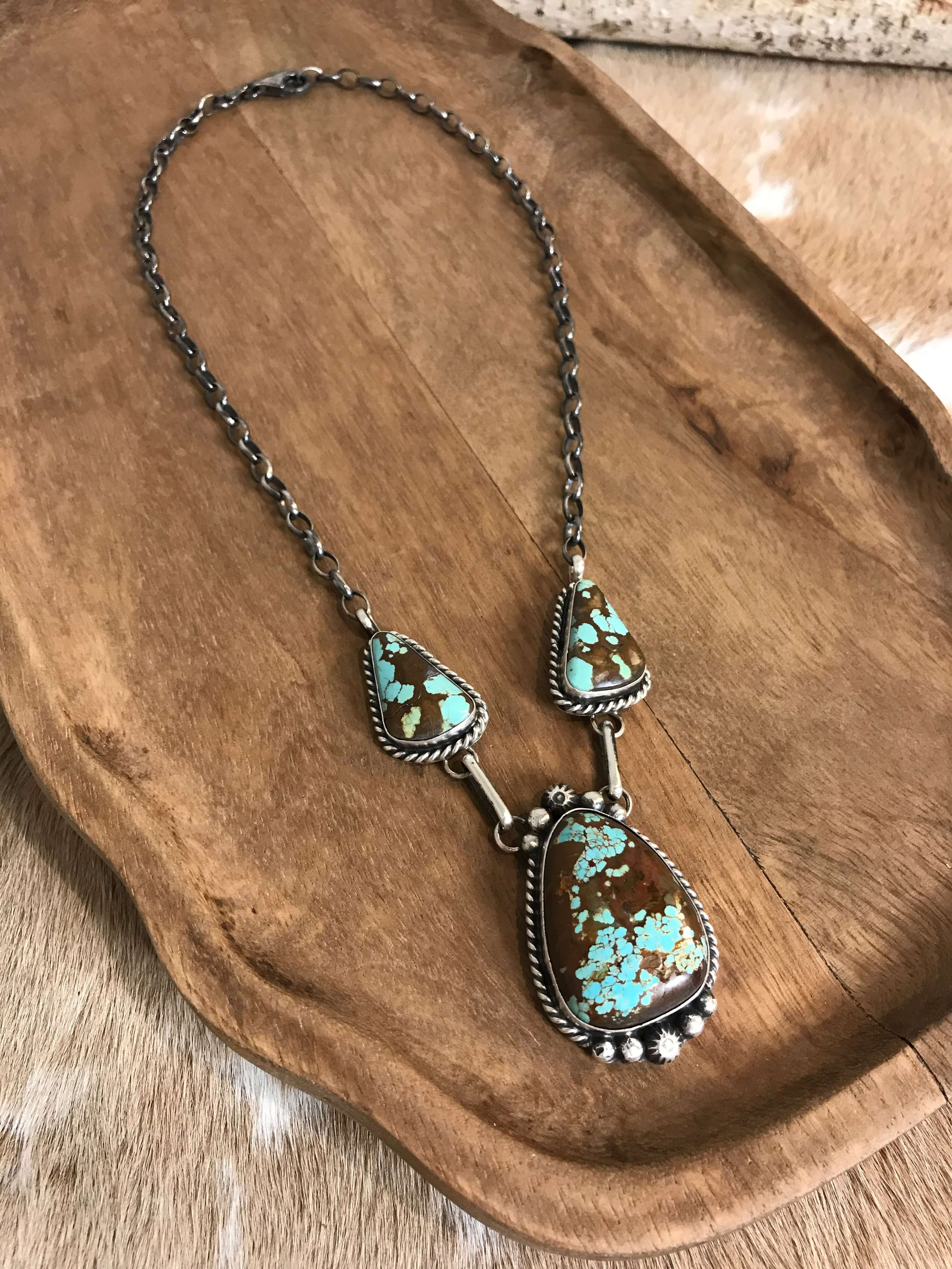 The Bristow Statement Necklace, 7-Necklaces-Calli Co., Turquoise and Silver Jewelry, Native American Handmade, Zuni Tribe, Navajo Tribe, Brock Texas
