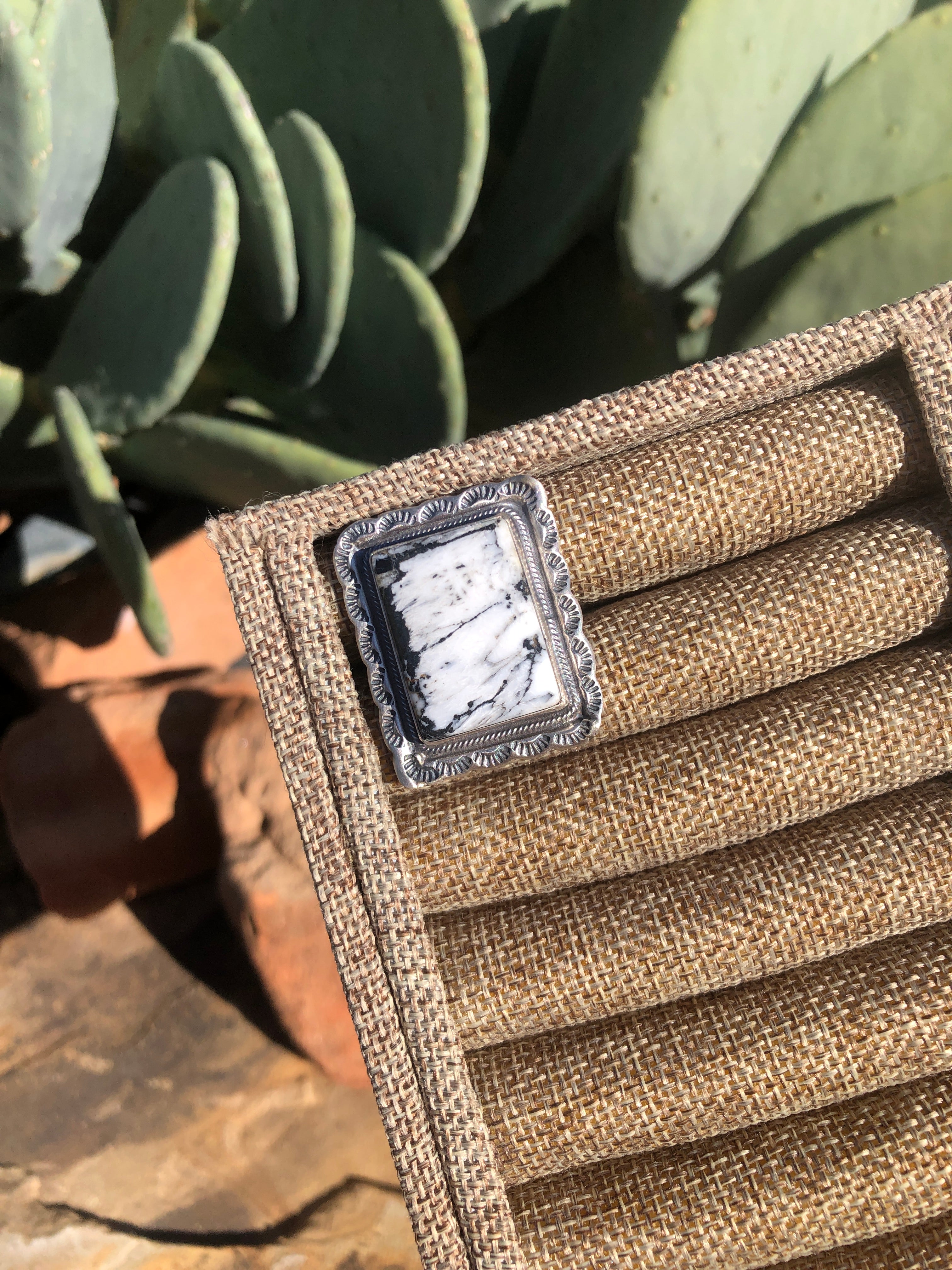 The Clackamas Adjustable White Buffalo Ring, 1-Rings-Calli Co., Turquoise and Silver Jewelry, Native American Handmade, Zuni Tribe, Navajo Tribe, Brock Texas