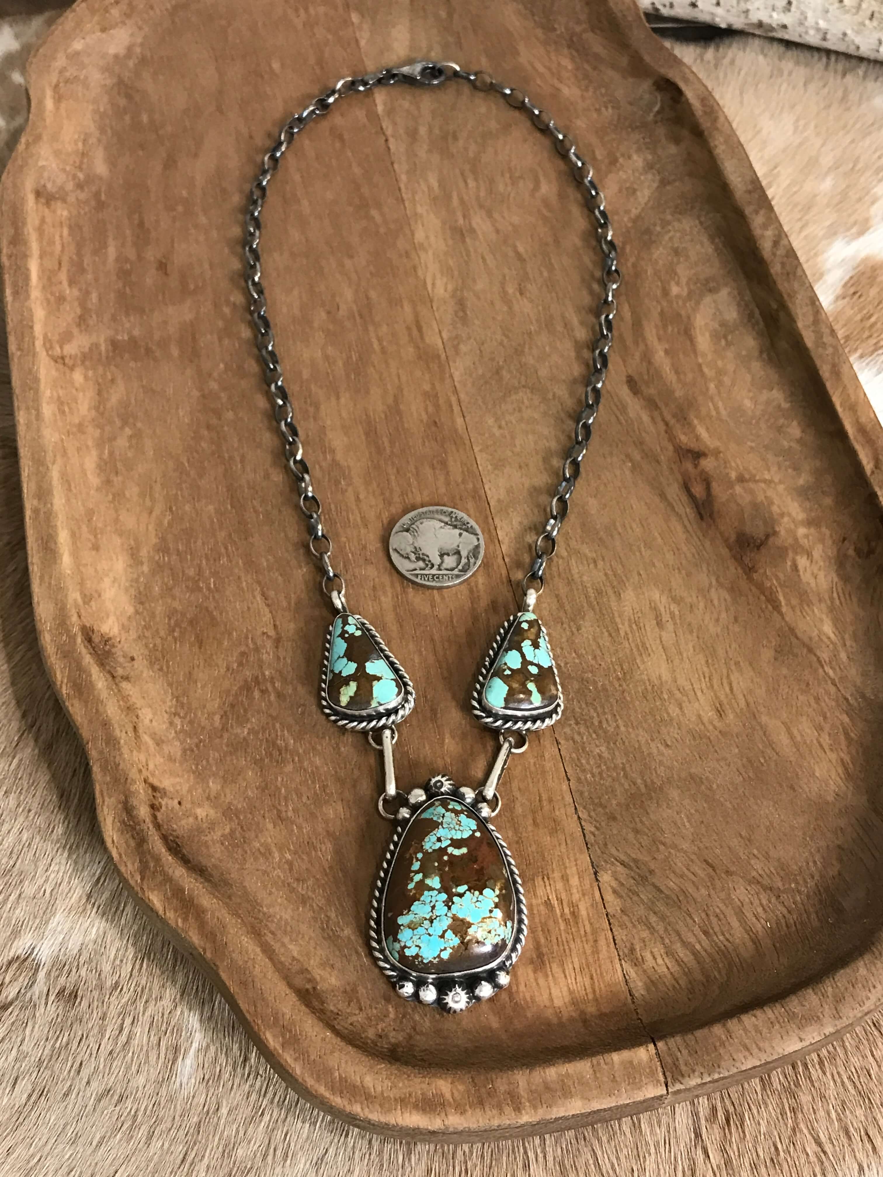 The Bristow Statement Necklace, 7-Necklaces-Calli Co., Turquoise and Silver Jewelry, Native American Handmade, Zuni Tribe, Navajo Tribe, Brock Texas