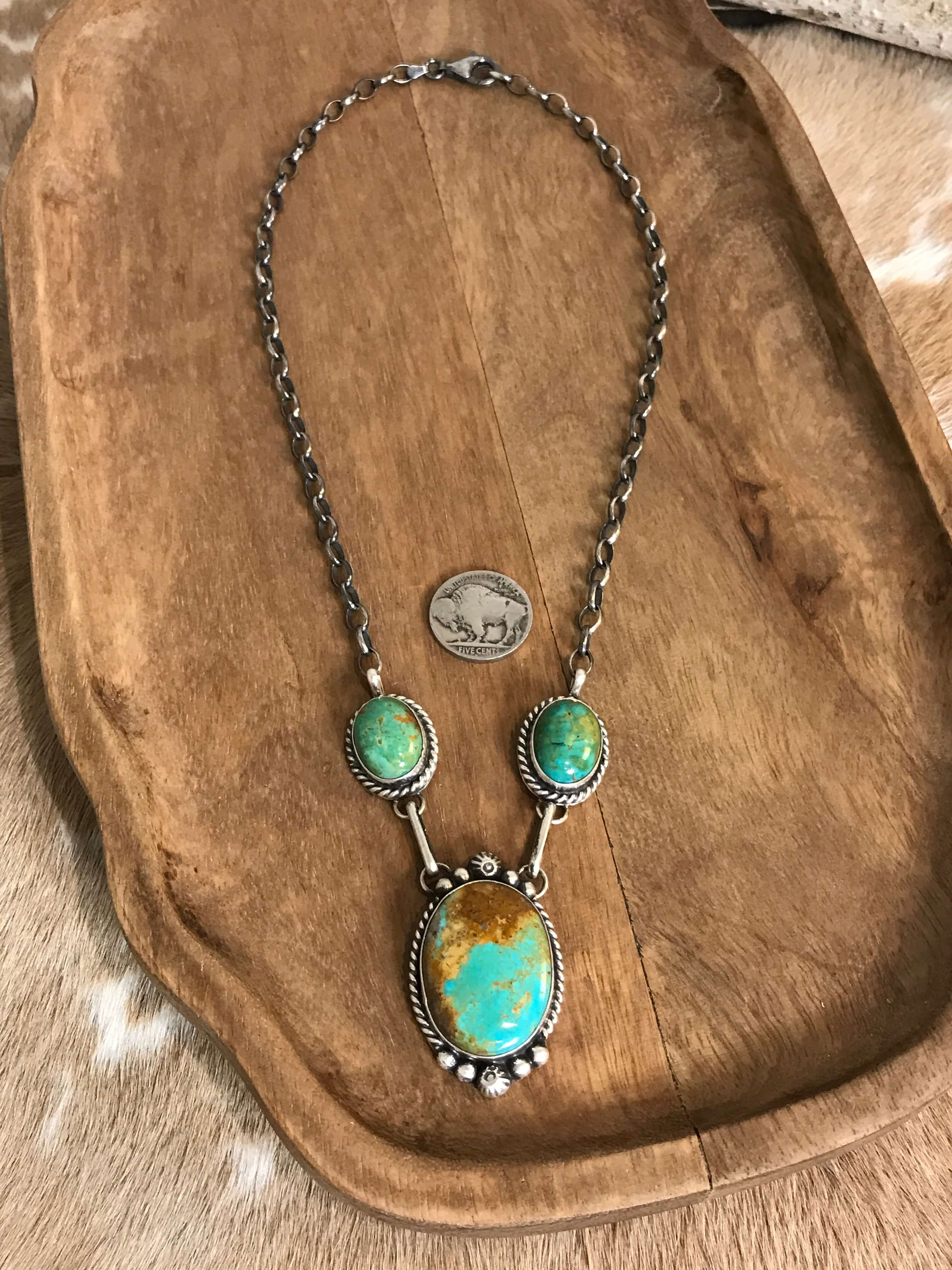The Bristow Statement Necklace, 8-Necklaces-Calli Co., Turquoise and Silver Jewelry, Native American Handmade, Zuni Tribe, Navajo Tribe, Brock Texas