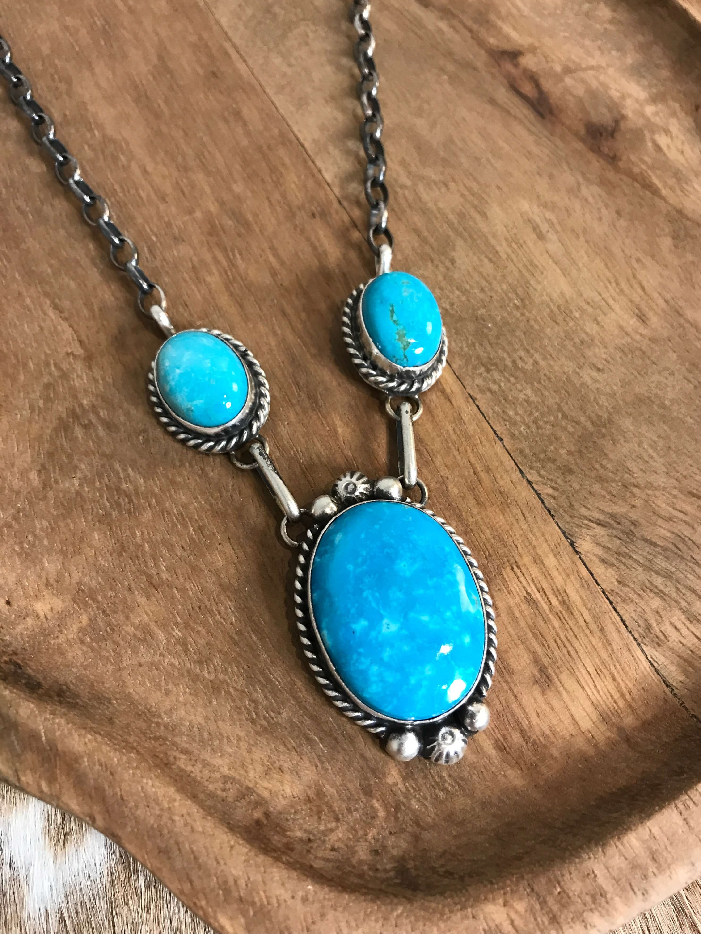 The Bristow Statement Necklace, 10-Necklaces-Calli Co., Turquoise and Silver Jewelry, Native American Handmade, Zuni Tribe, Navajo Tribe, Brock Texas