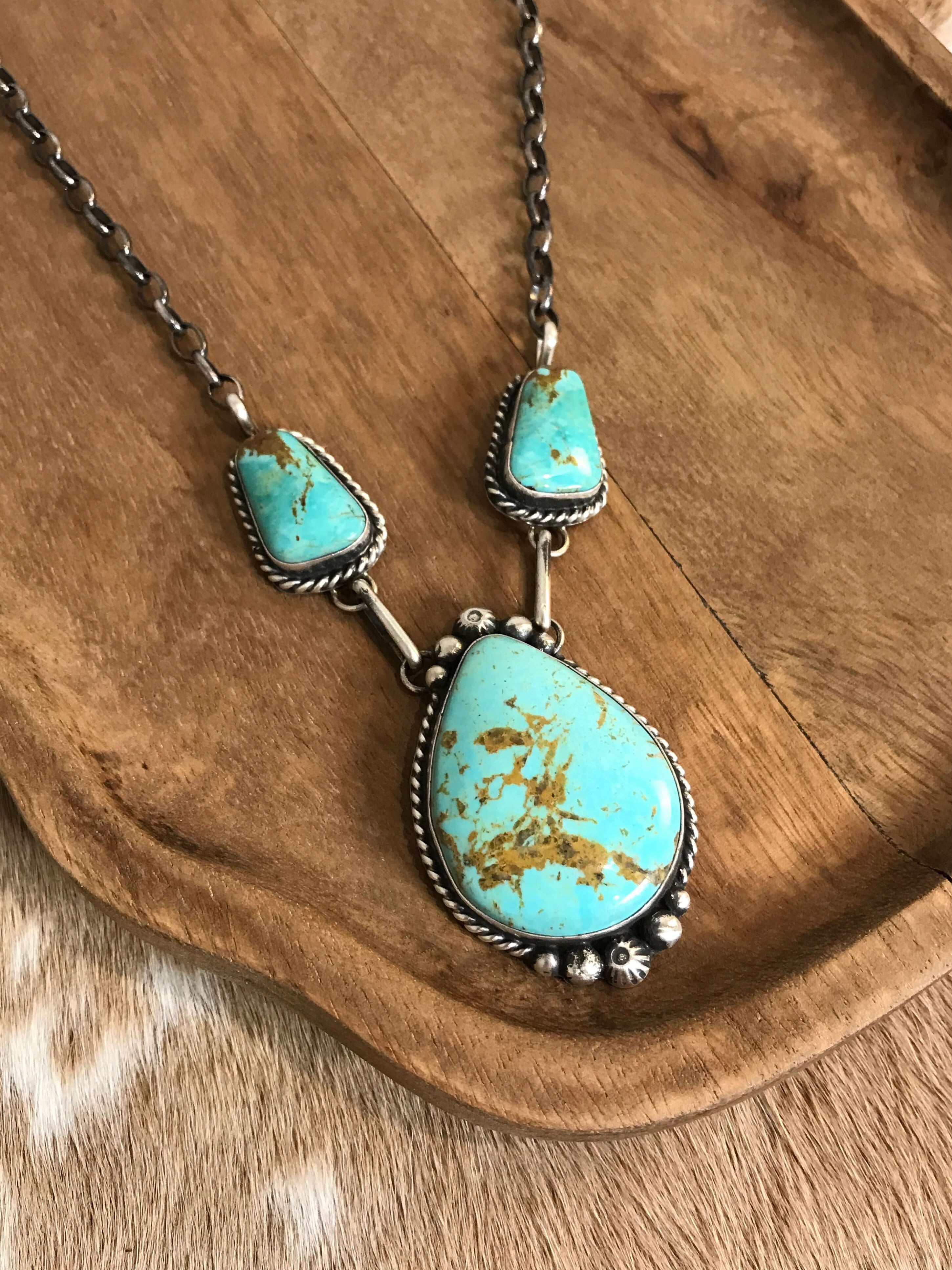 The Bristow Statement Necklace, 13-Necklaces-Calli Co., Turquoise and Silver Jewelry, Native American Handmade, Zuni Tribe, Navajo Tribe, Brock Texas