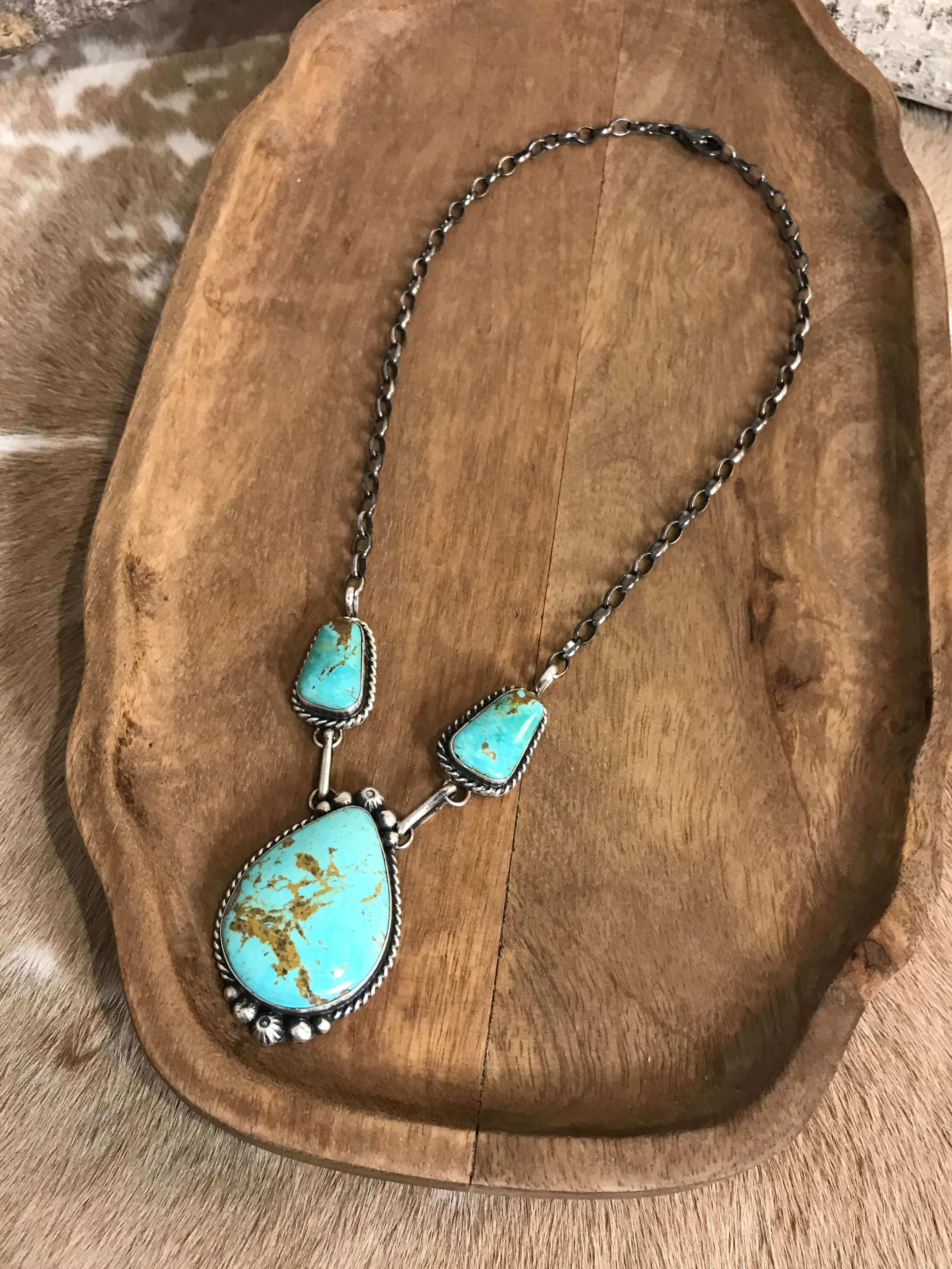The Bristow Statement Necklace, 13-Necklaces-Calli Co., Turquoise and Silver Jewelry, Native American Handmade, Zuni Tribe, Navajo Tribe, Brock Texas