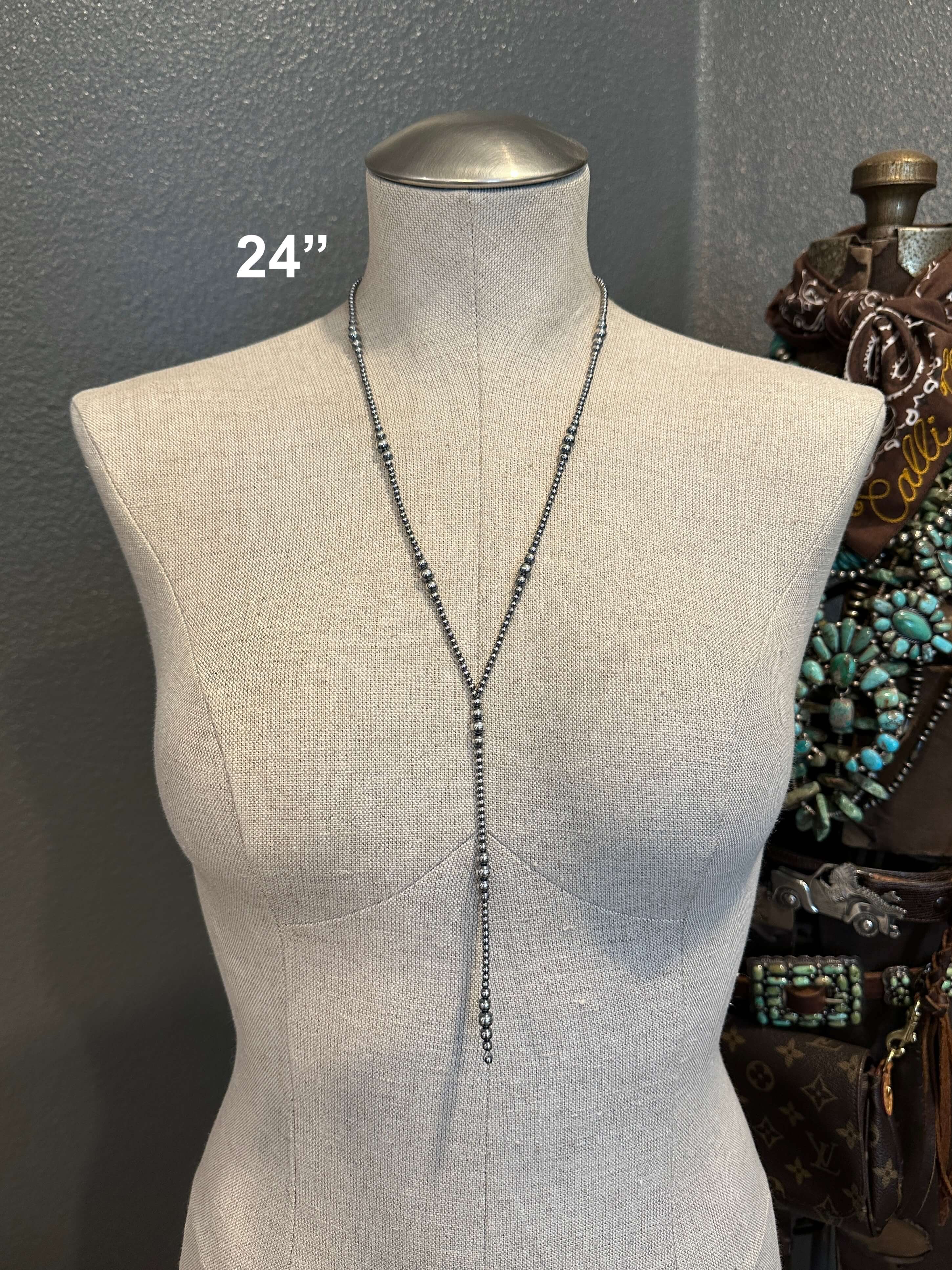 The Jackson Lariat-Necklaces-Calli Co., Turquoise and Silver Jewelry, Native American Handmade, Zuni Tribe, Navajo Tribe, Brock Texas